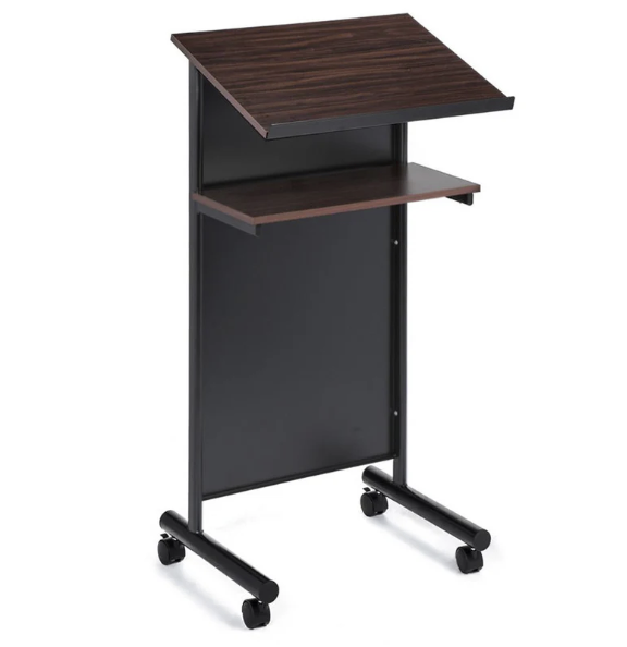 Wheeled Lectern with Storage Shelf