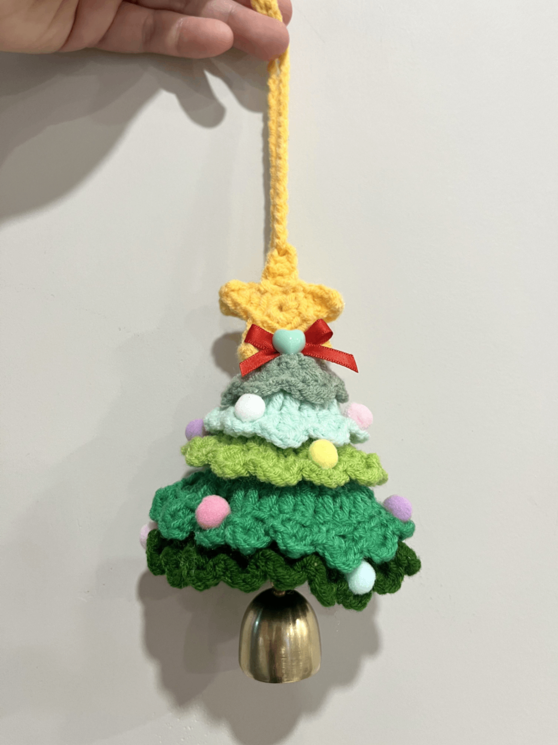 Christmas Crochet Tree Ornament with Bell Cute Xmas Decoration