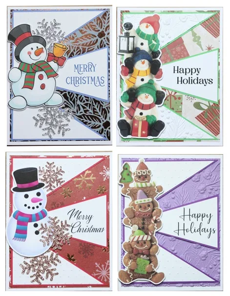 Christmas card - handmade - triangle framed