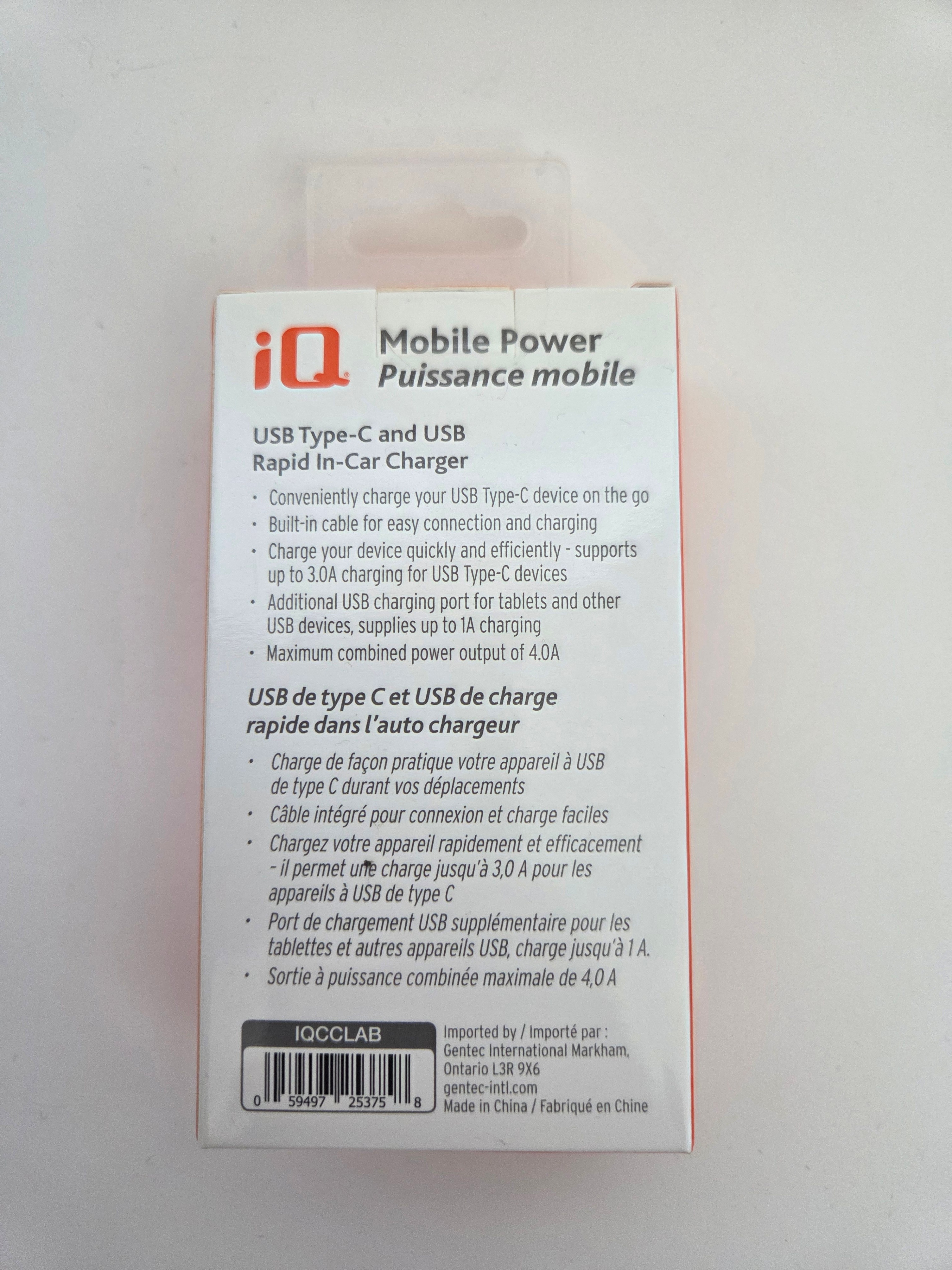 iQ USB-C Car Charger + USB Port, 3A/4A Max, 1.2 m - photo 2