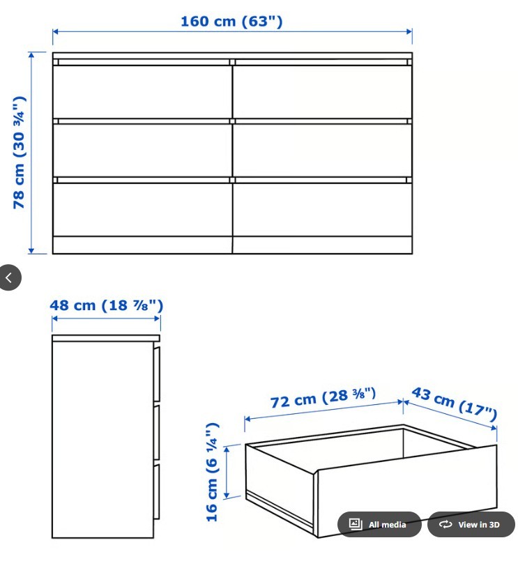Ikea Drawer MALM 160x78 black-brown - photo 3