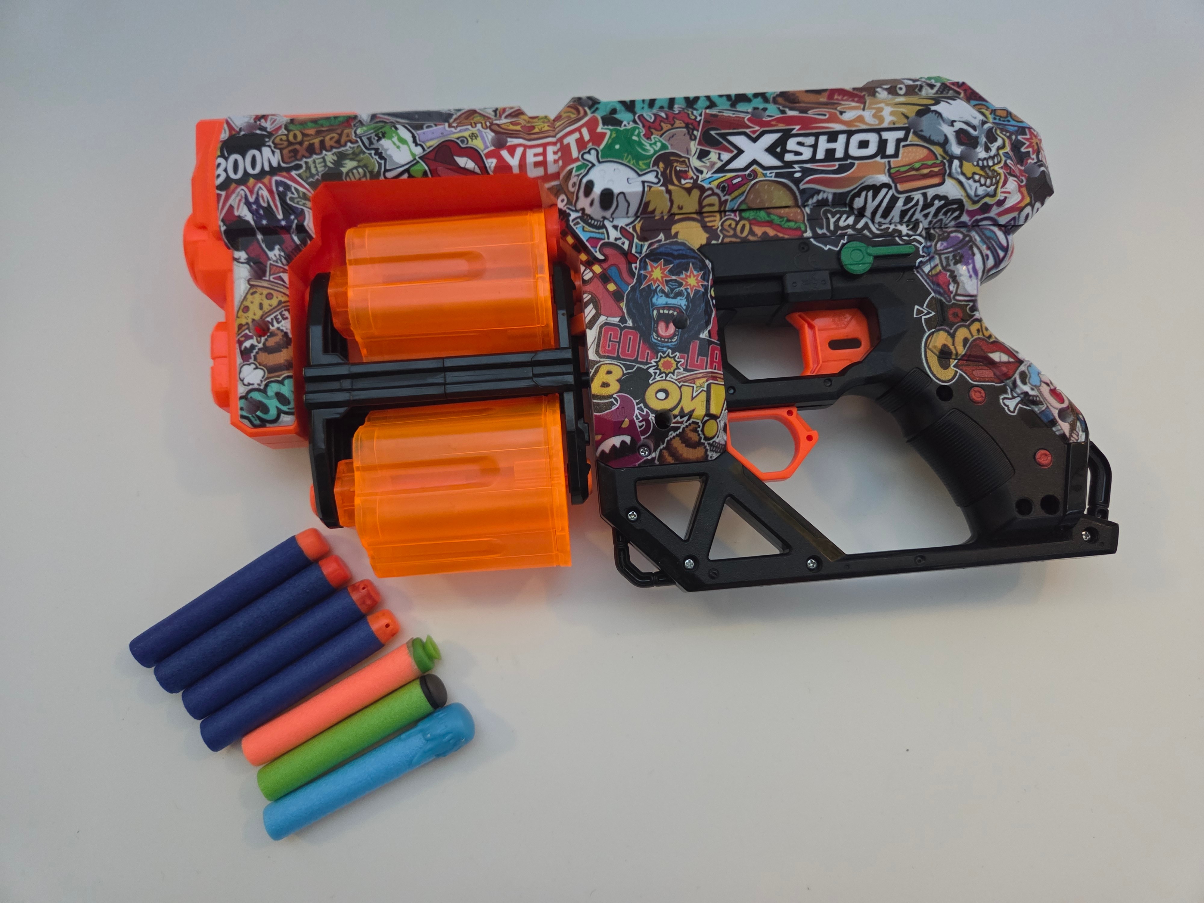 X-Shot Skins XCESS blaster – dual drums, 8 darts