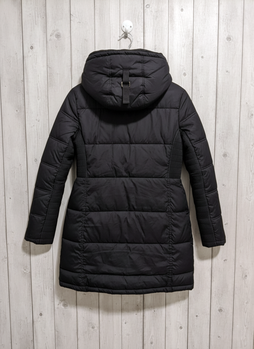 🧥FRENCH CONNECTION Black Hooded Puffer Jacket Parka Womens Sz(M) - photo 3