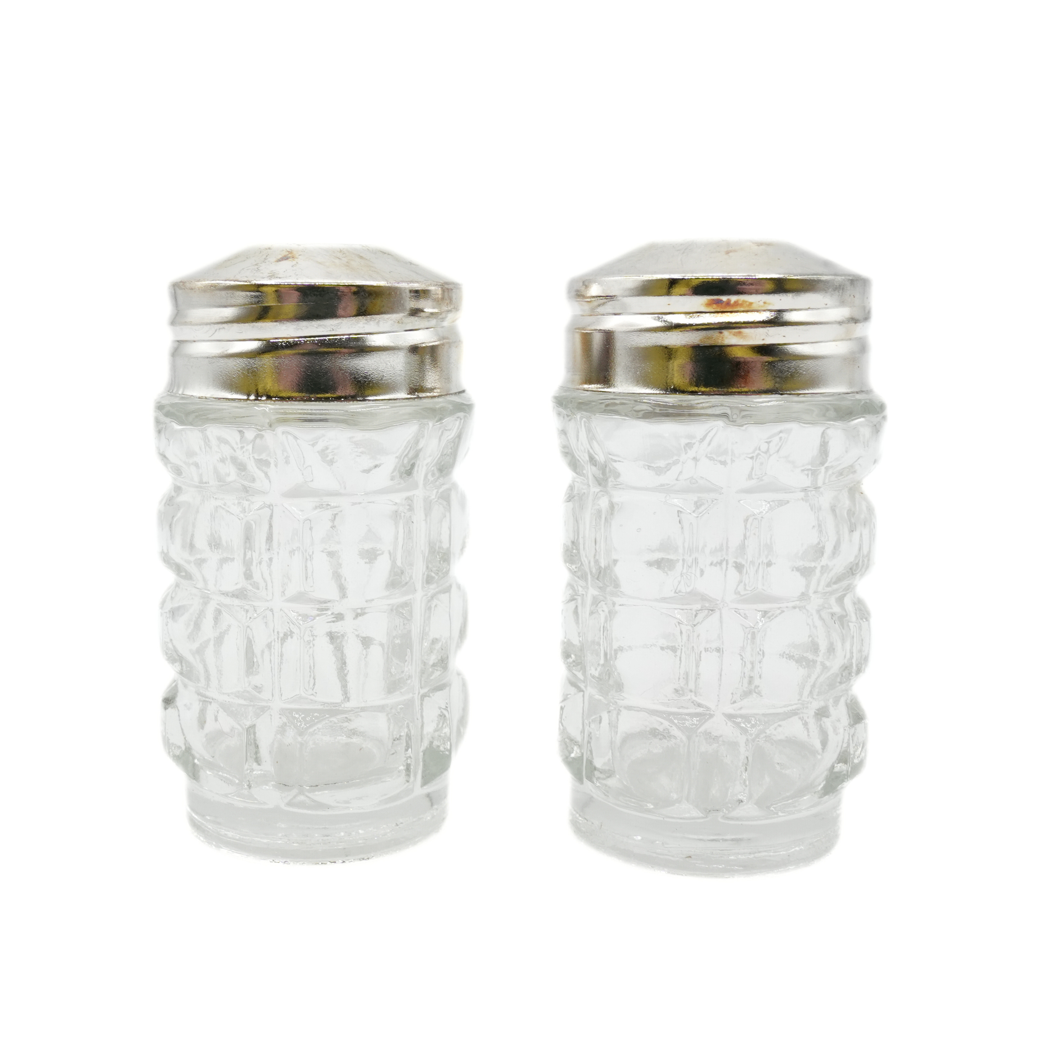 Vintage Glass Salt & Pepper Shakers with Silver Holder - photo 4