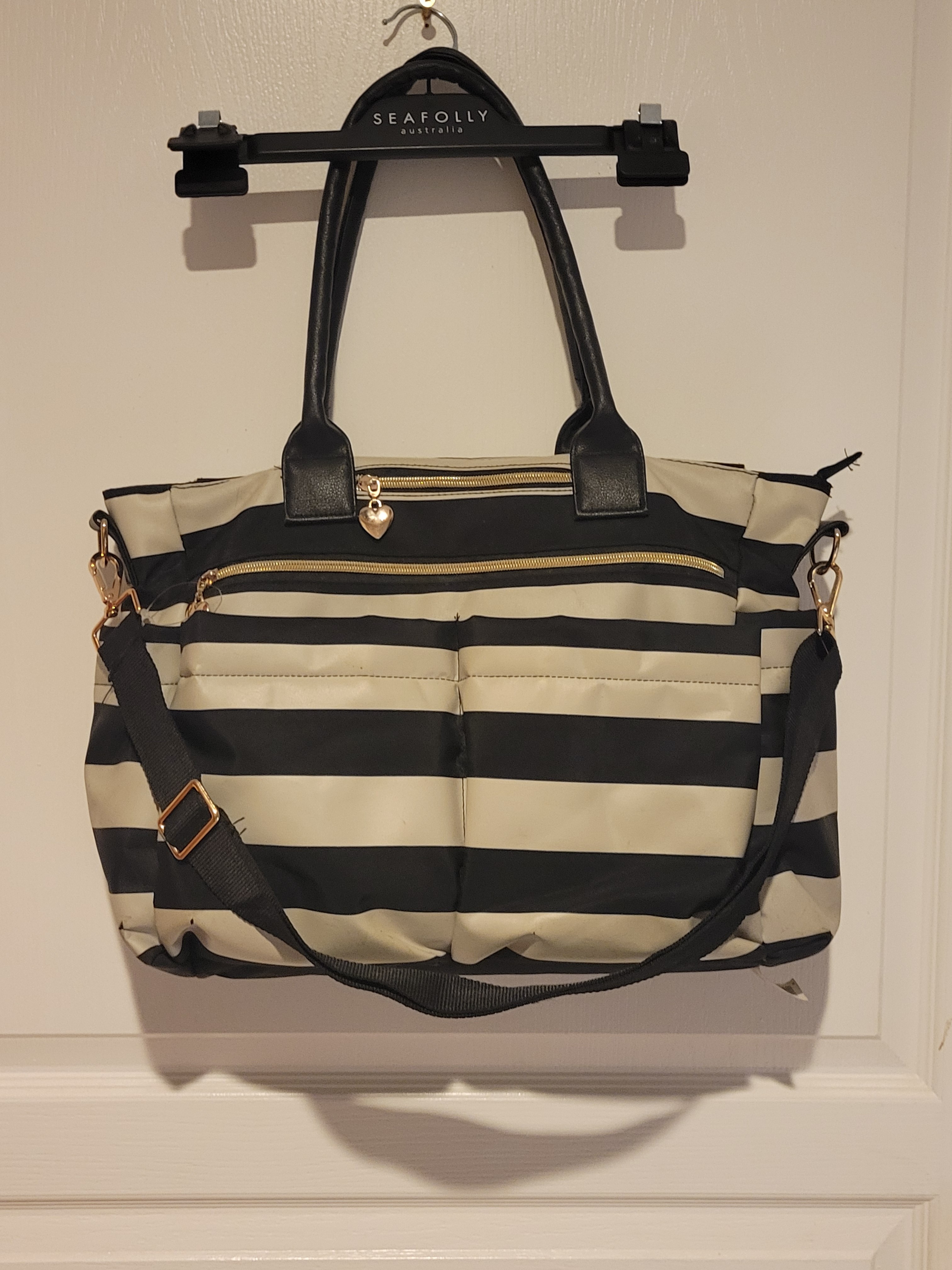 Betsey Johnson Black & White Stripe Diaper Bag