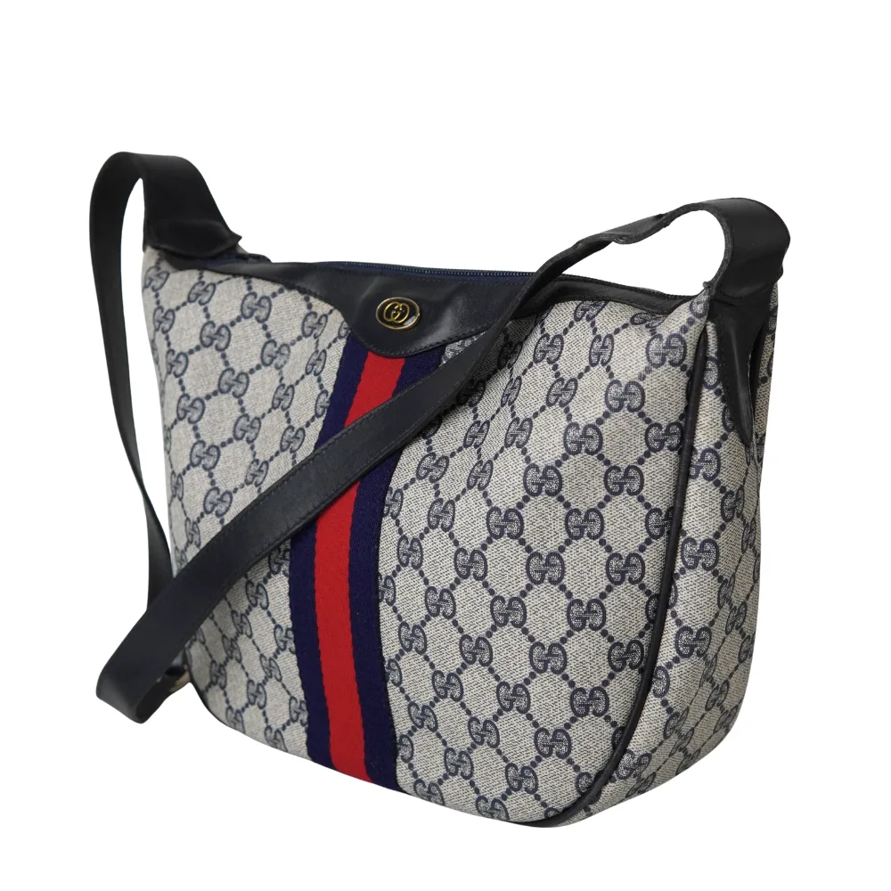 GUCCI Vintage Sherry Line Shoulder Bag - Navy image indicator(2)
