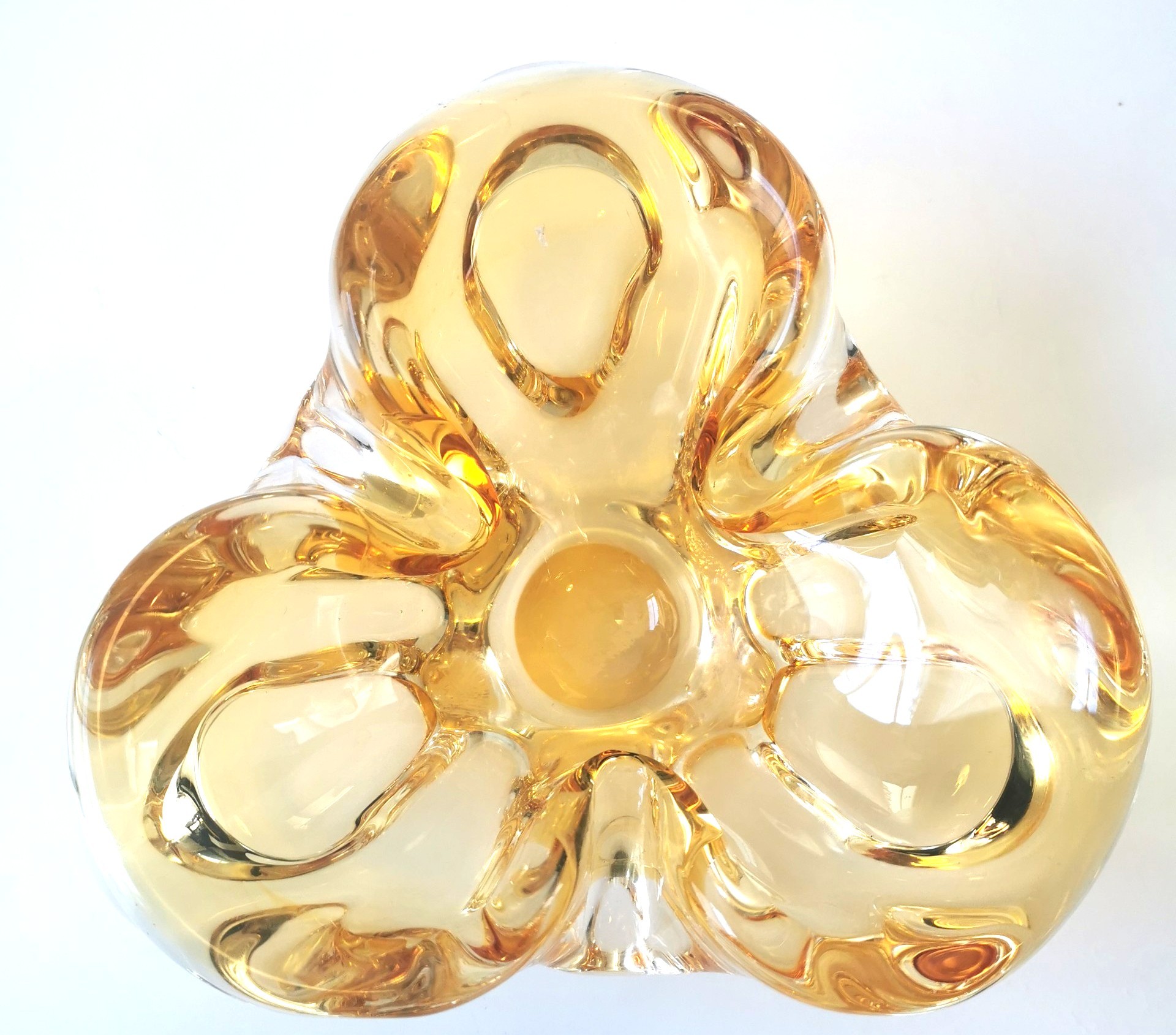 Murano Sommerso Art Glass Bowl Amber Yellow Geode - Italy 1960s - photo 2