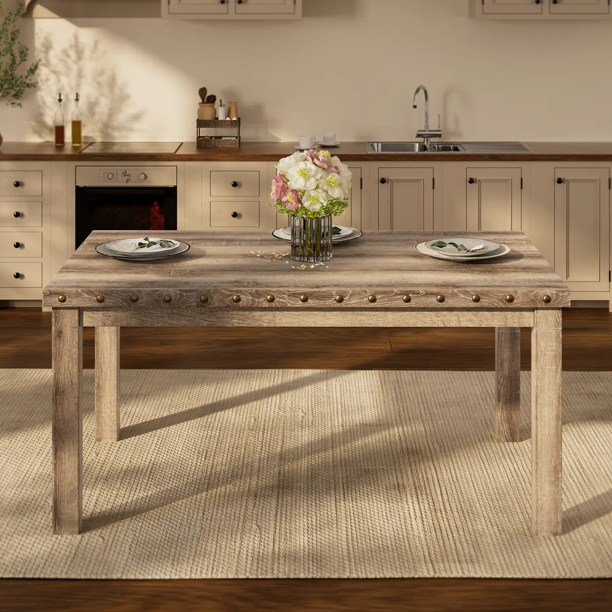 Gracie Oaks Fort Rustic Wood Dining Table - 60x36 - photo 2
