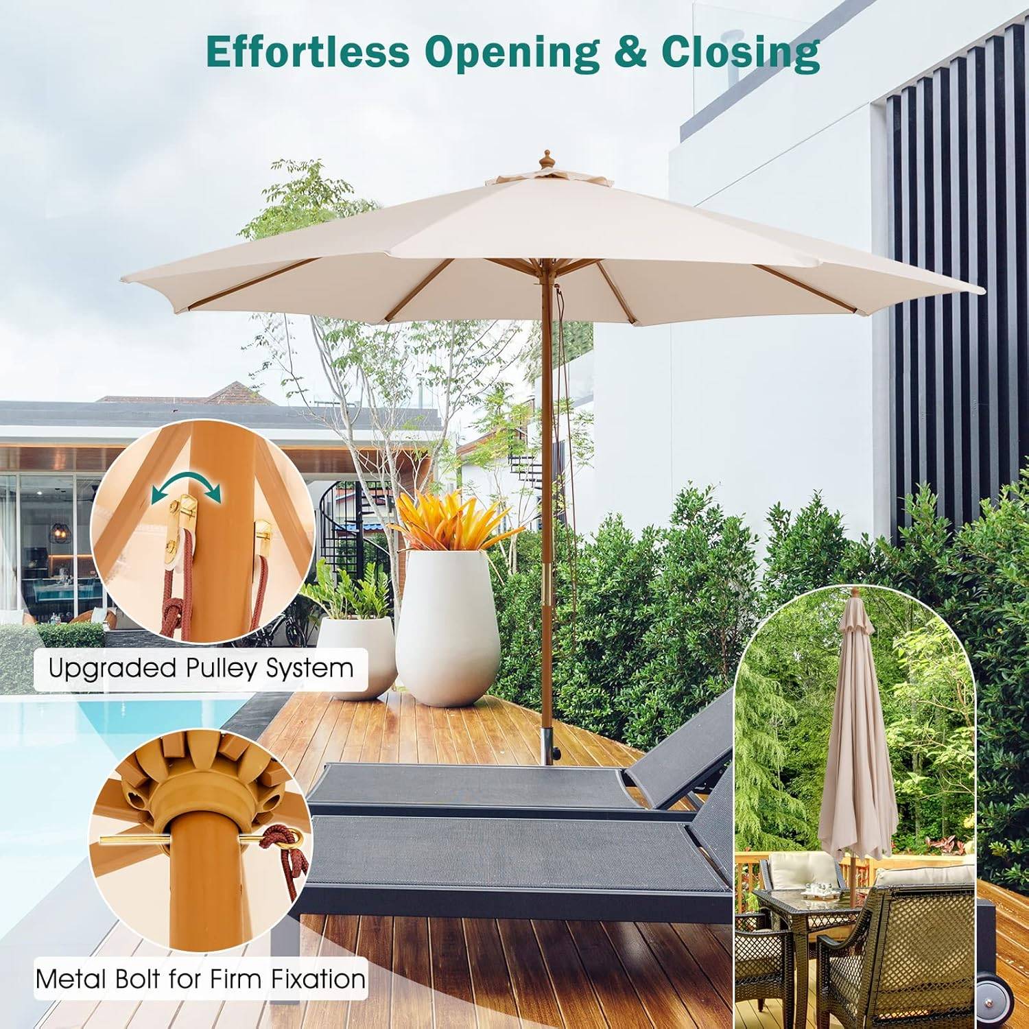 Giantex 10FT Patio Umbrella, Outdoor Table Market Umbrella with - photo 2