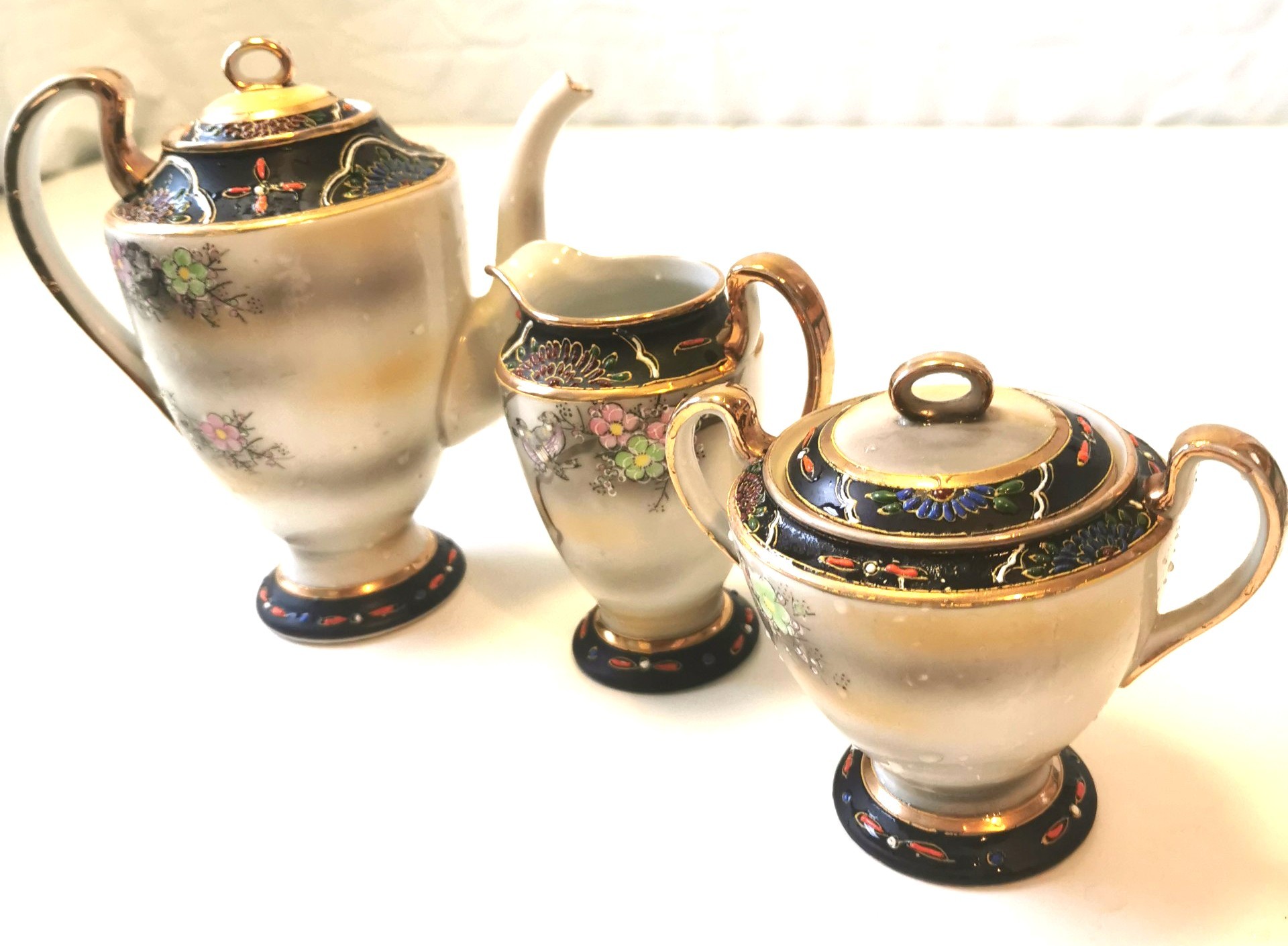 50s Mikori Japan Tea Set Hand Painted Sugar Creamer Tea Pot - photo 5