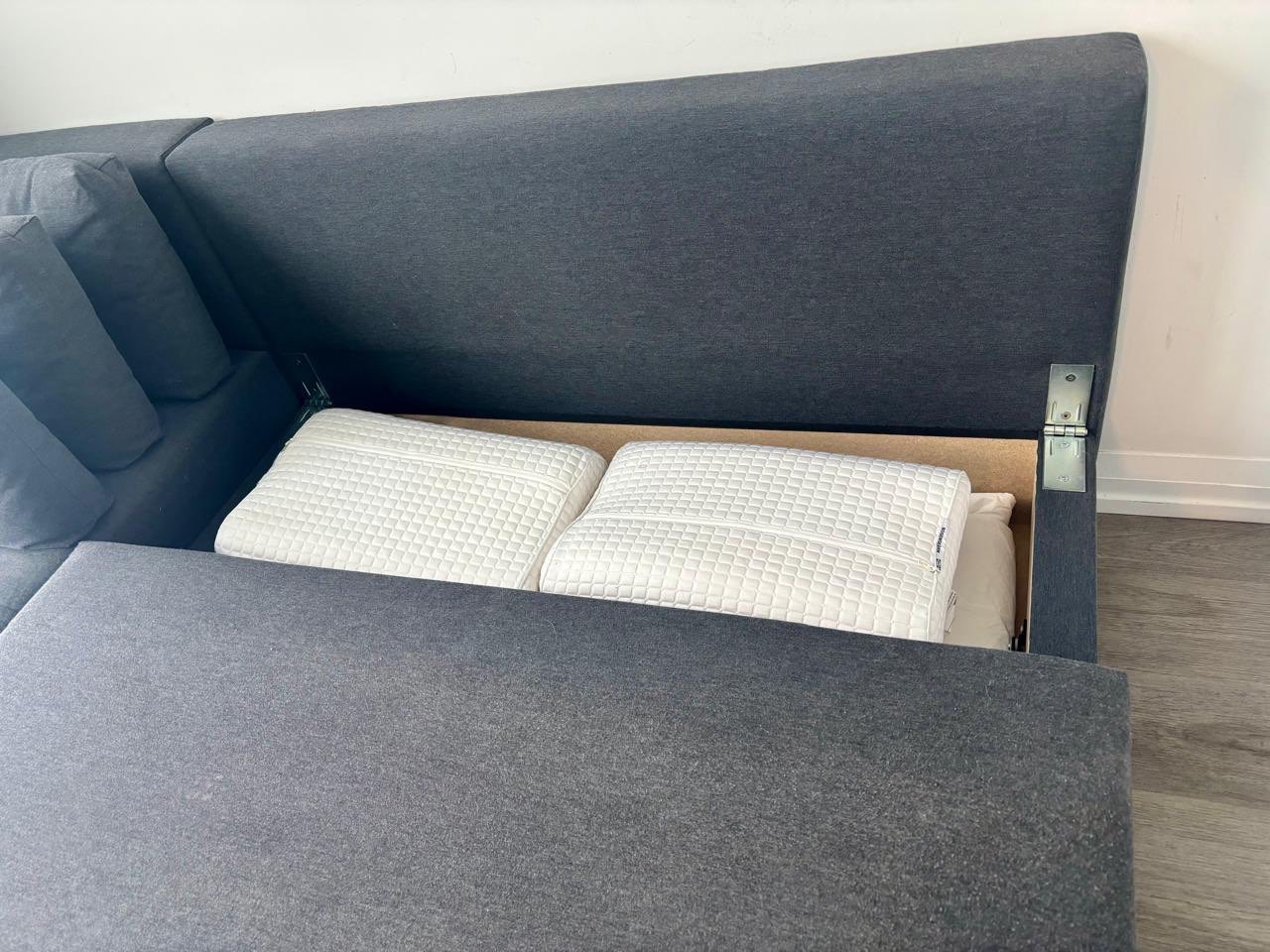 Corner sofa-bed with storage, dark gray - photo 4