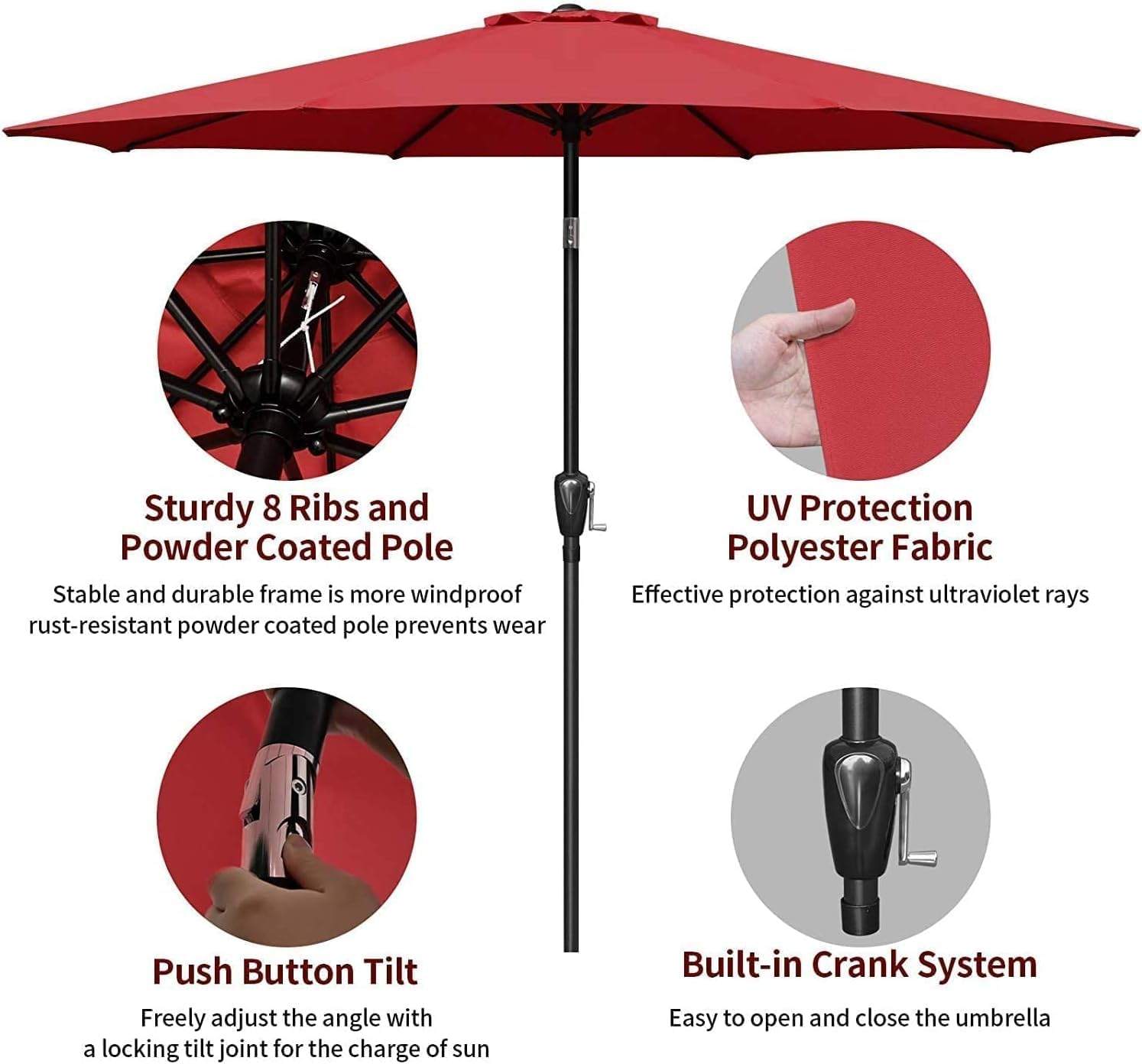 Simple Deluxe 9ft Outdoor Market Table Patio Umbrella - photo 5