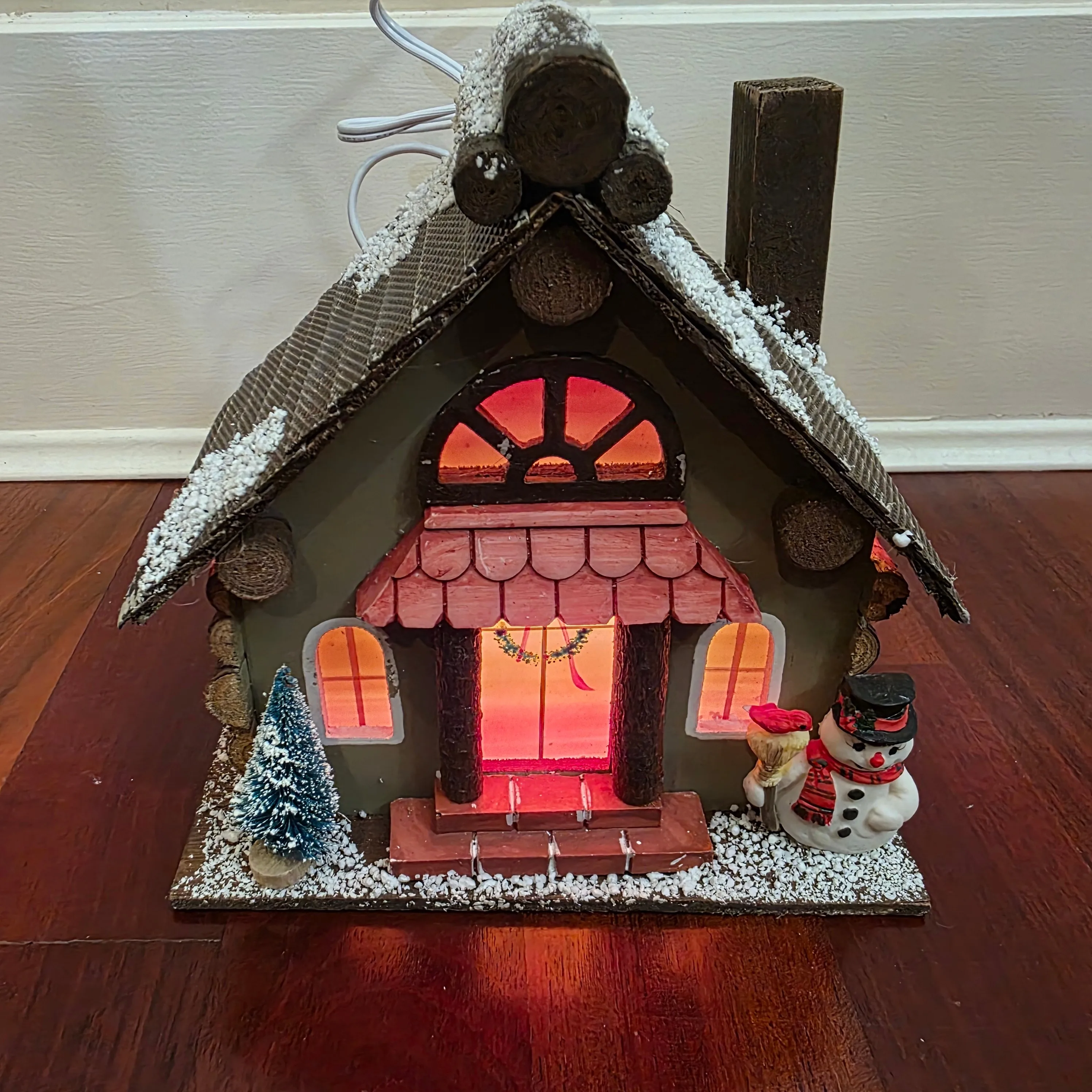 Charming Rustic Light-Up Christmas Cabin Decoration