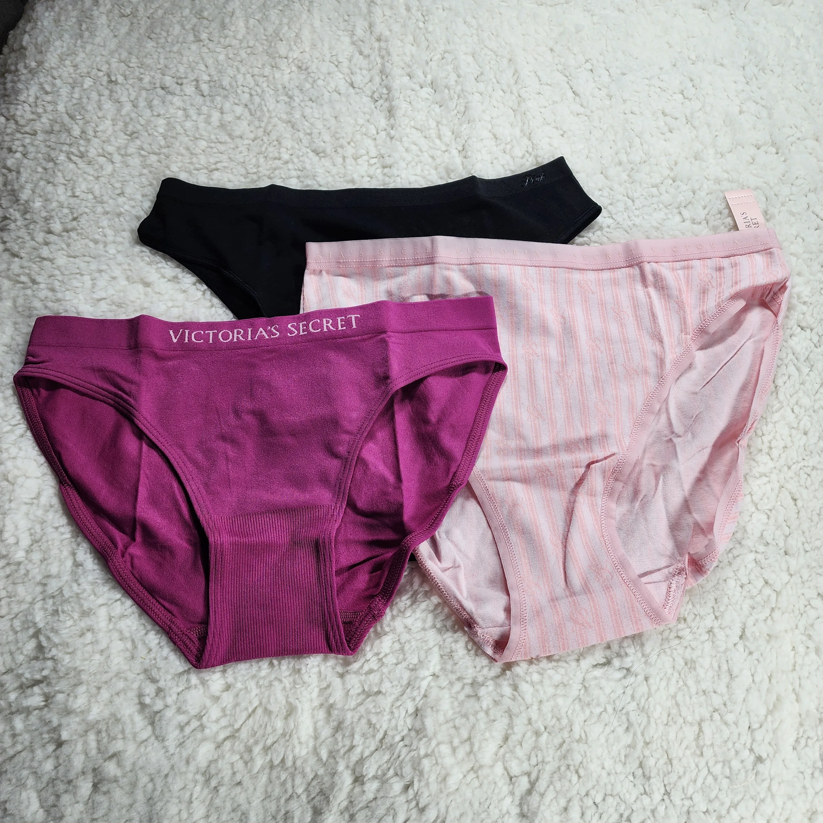 Lot of 3 Pink Victoria's Secret Panties, Size S, NEW WITH TAGS image indicator(3)