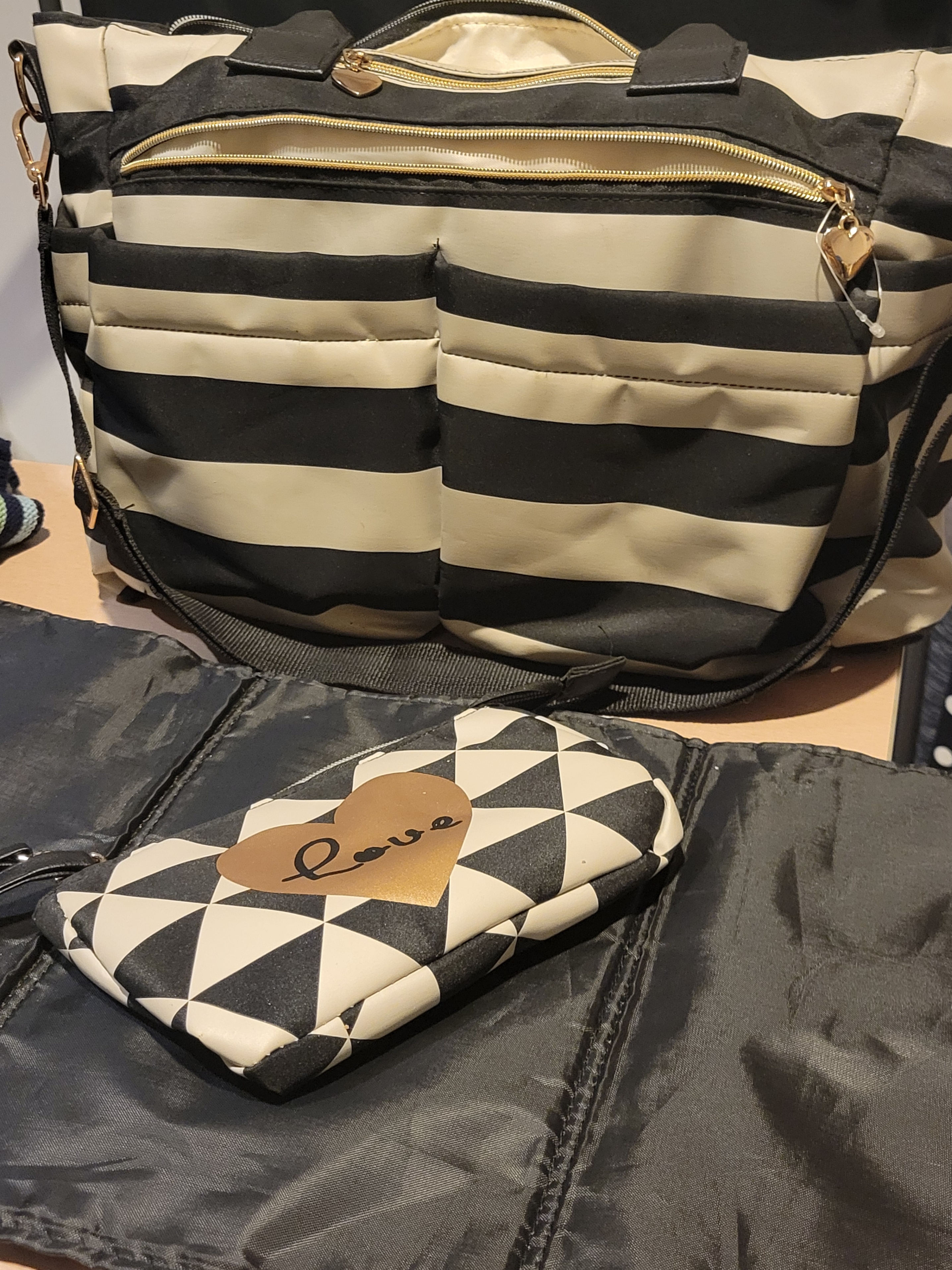 Betsey Johnson Black & White Stripe Diaper Bag - photo 3