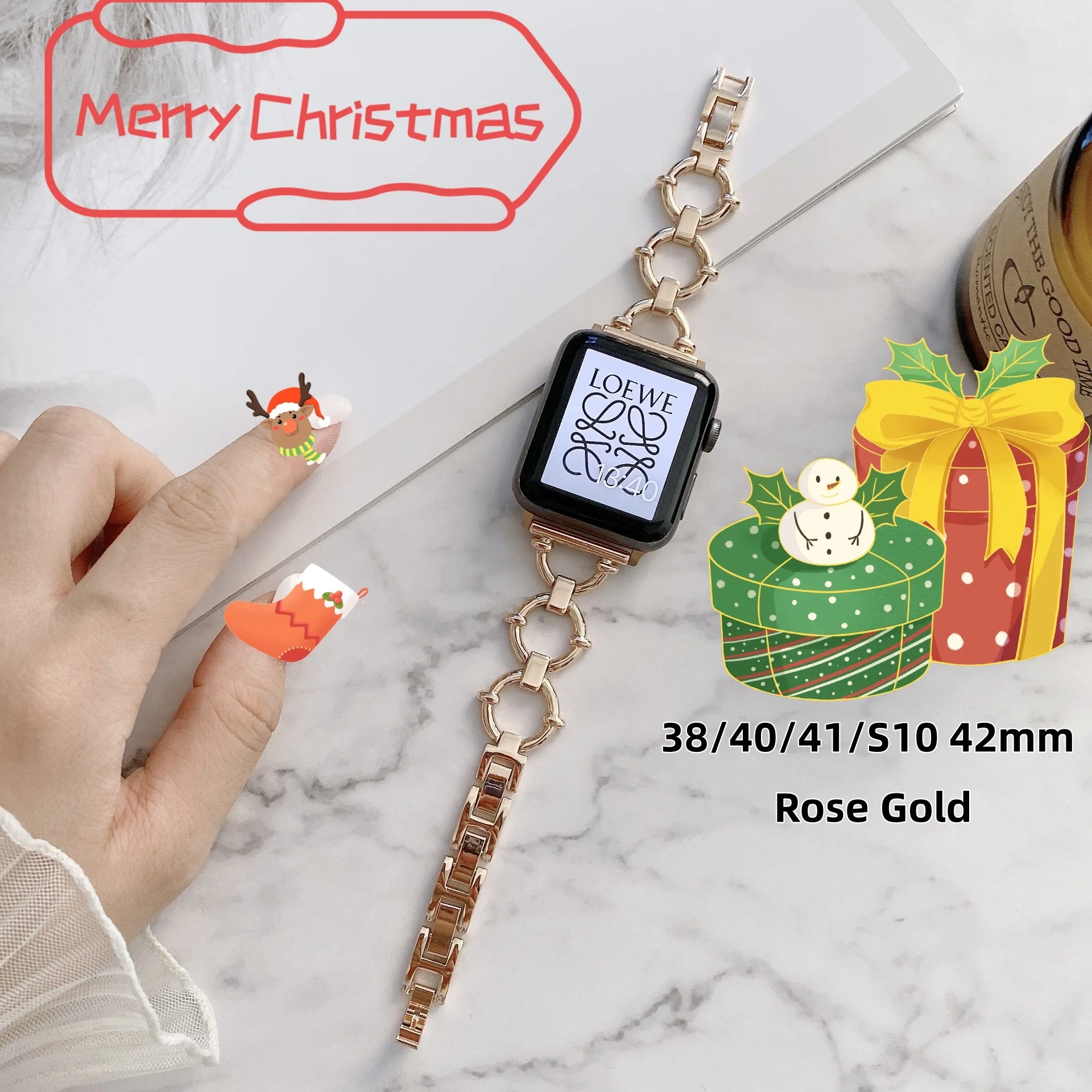 02-RG Rose Gold Metal Replacement iWatch Strap