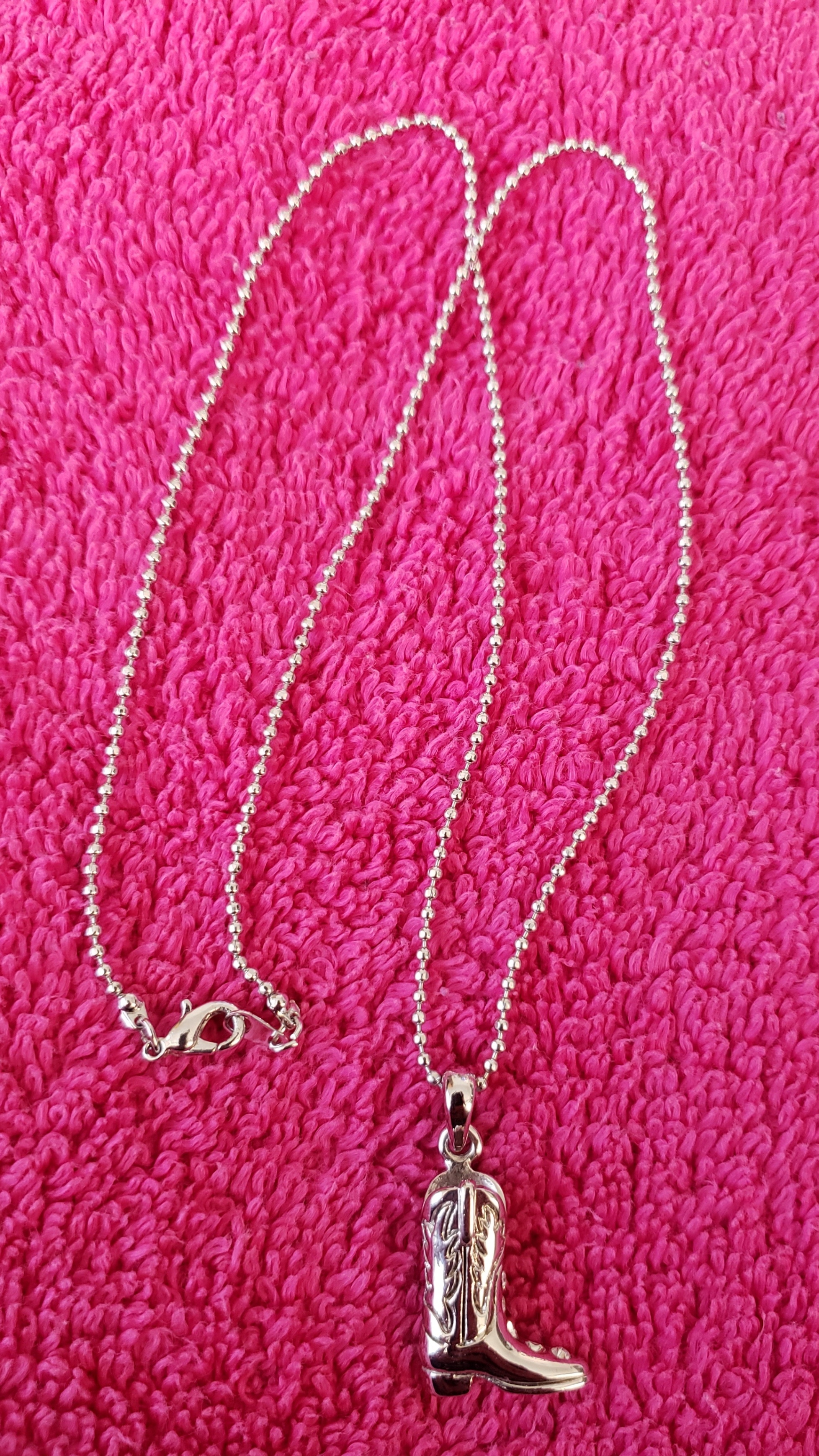 Cowboy Boot Silver Color Necklace