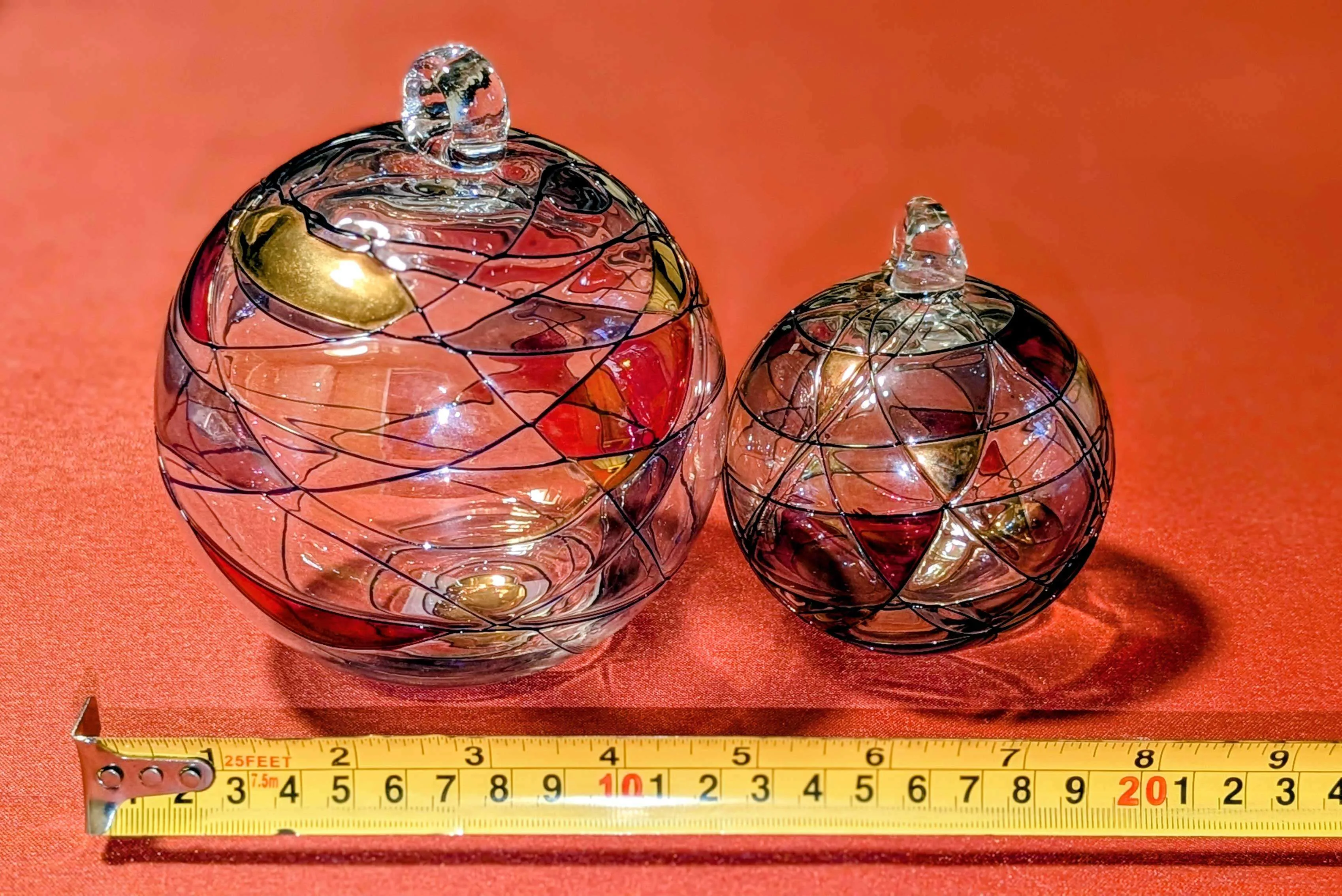 Pair of Hand-Blown Art Glass Globes