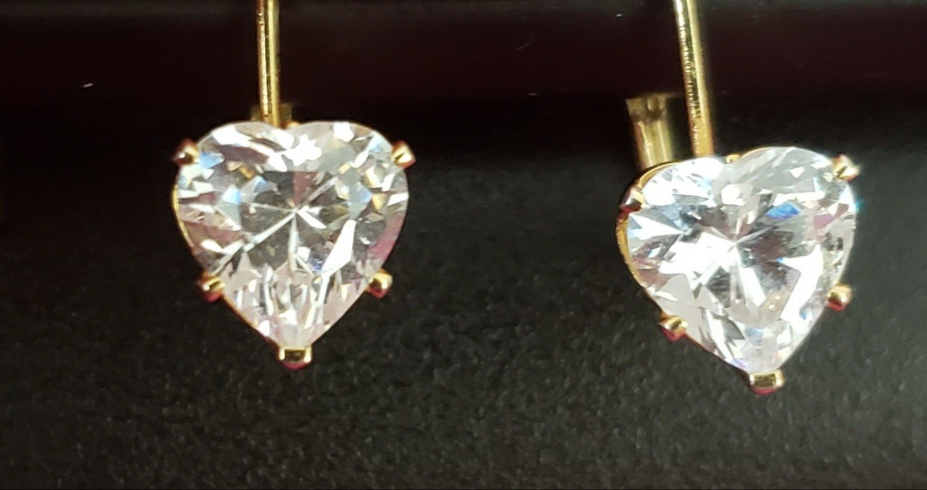 Heart Shaped Clear Stone Earrings
