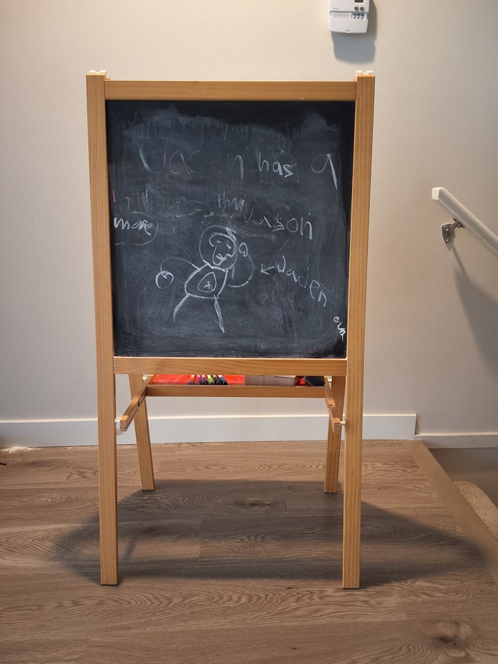Kids Chalkboard/Whiteboard Easel + Marker Tray (Wood Frame) - photo 2