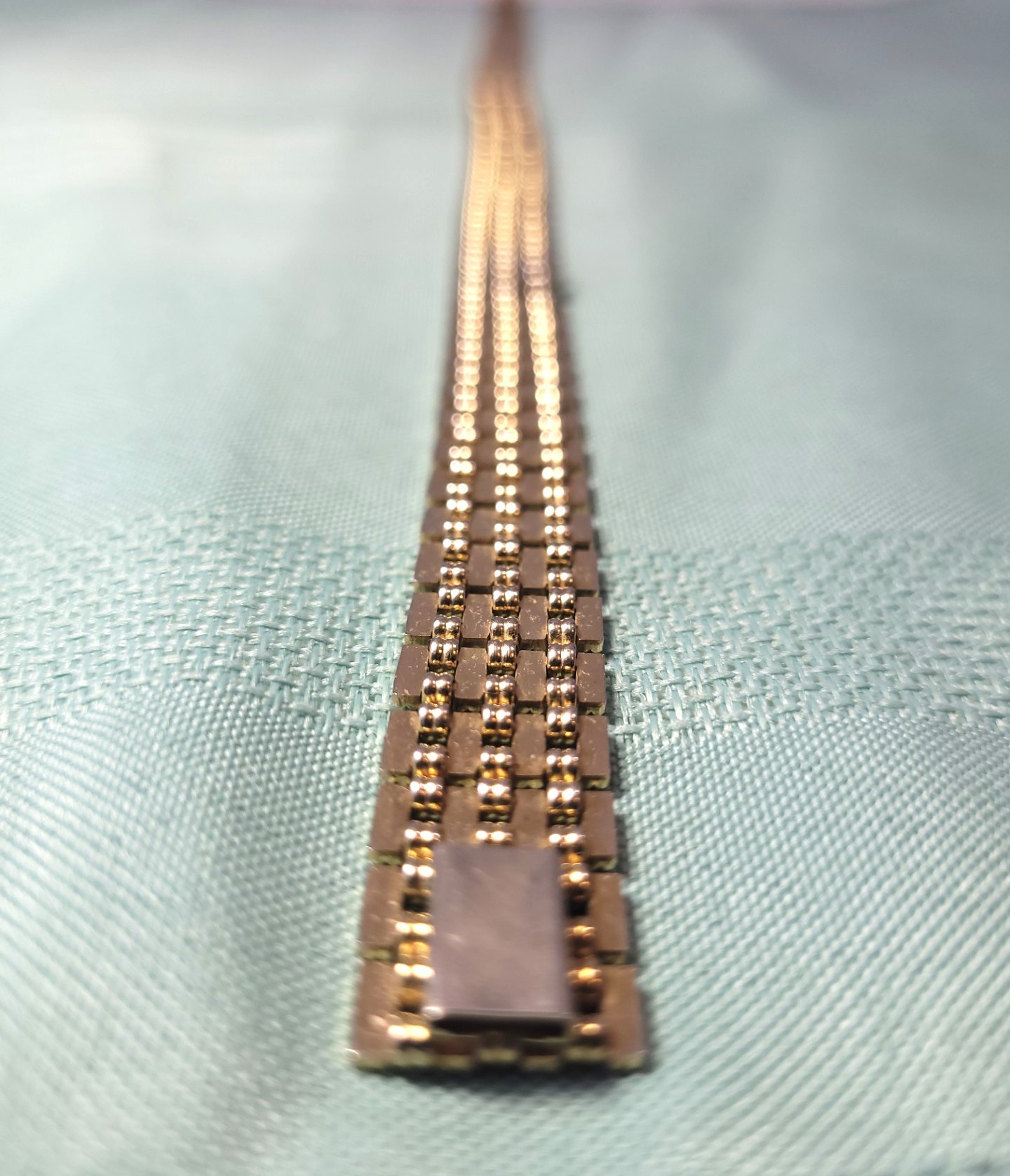 Vtg 1980s Gold Tone Brick Link Collar Necklace 15.5" Wide - photo 5