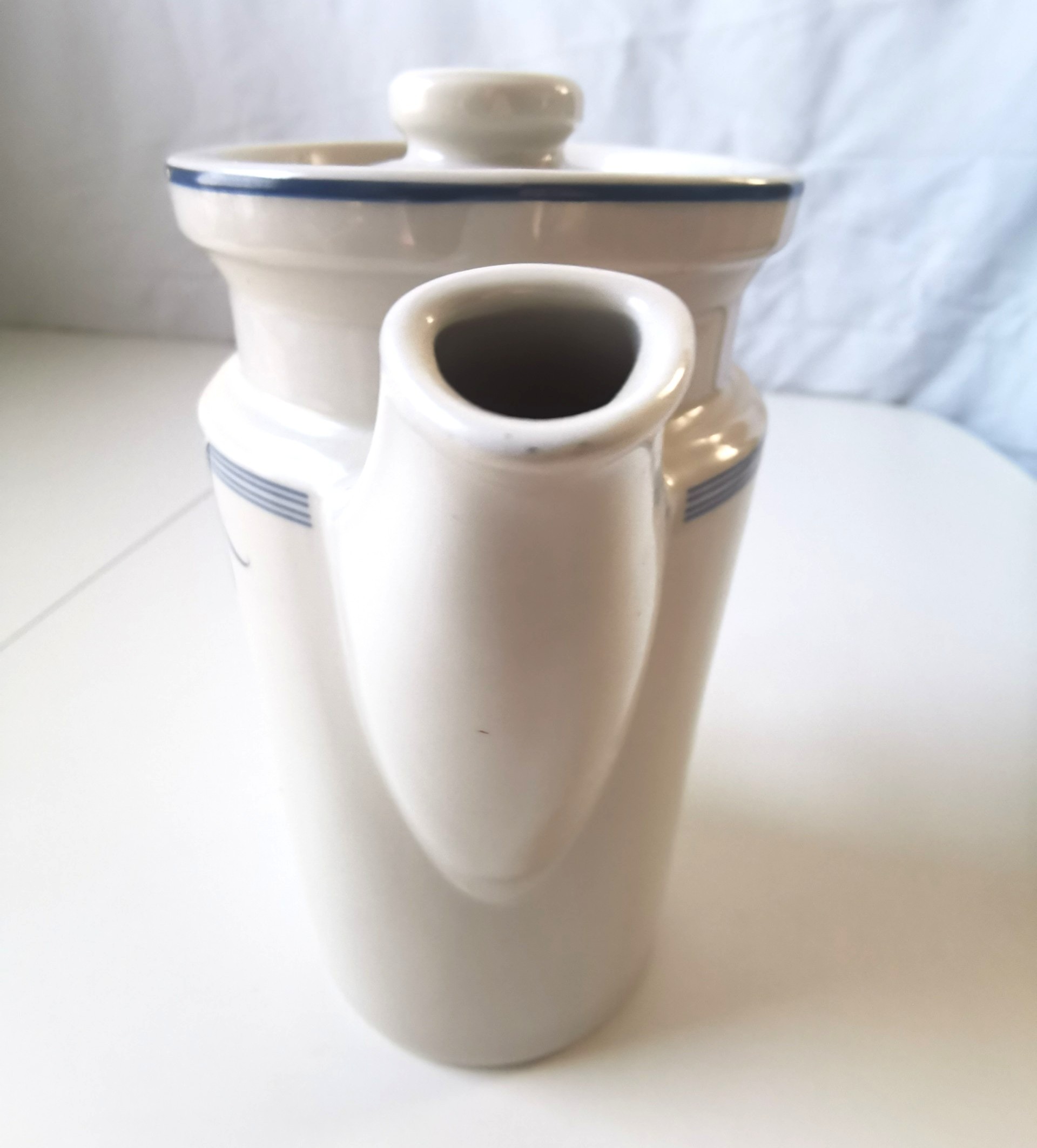 Vintage Royal China Blue Flower Ironstone Pitcher Banded Ribbed - photo 2