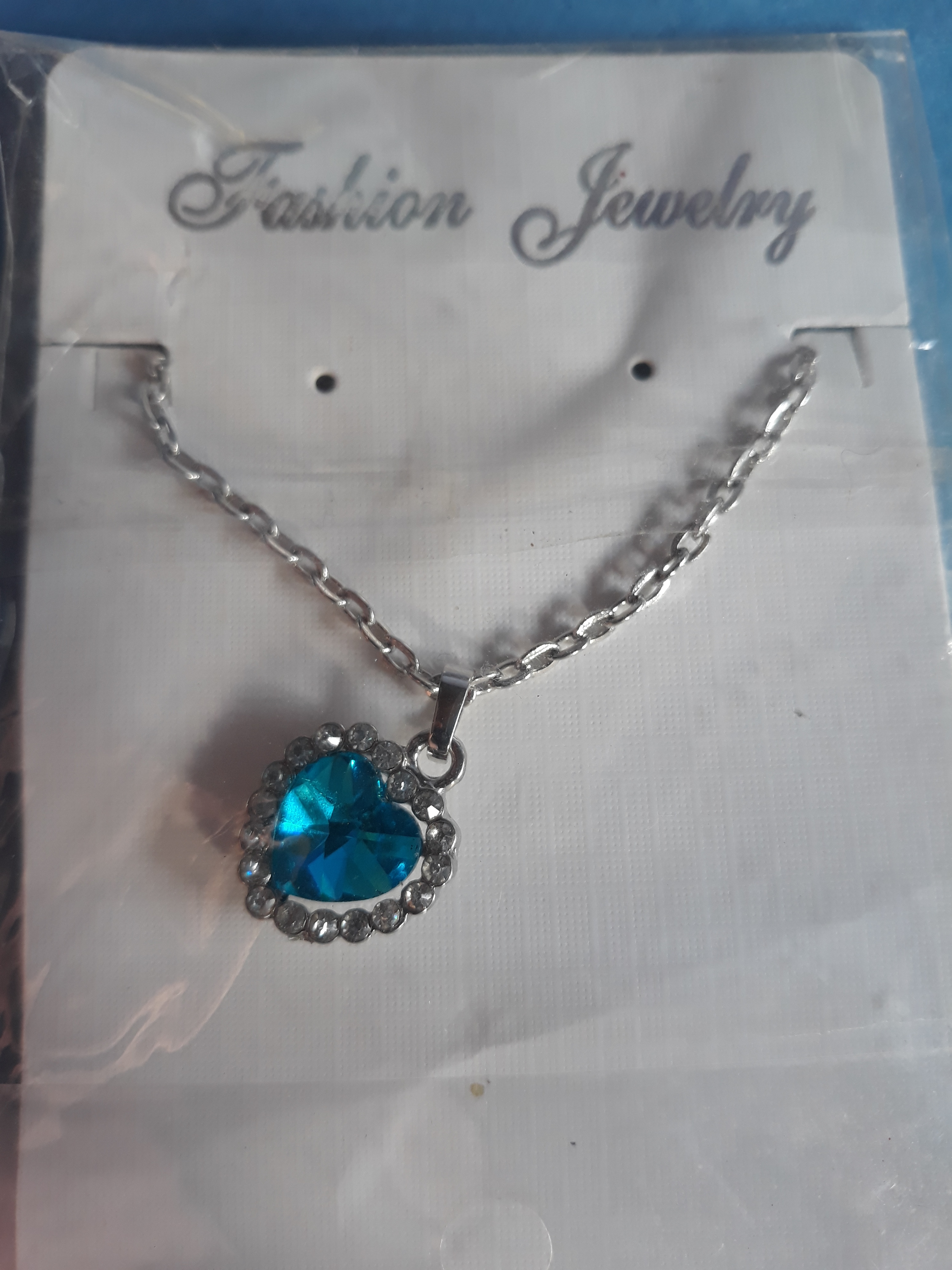 Fashion Jewelry Heart Necklace - Blue