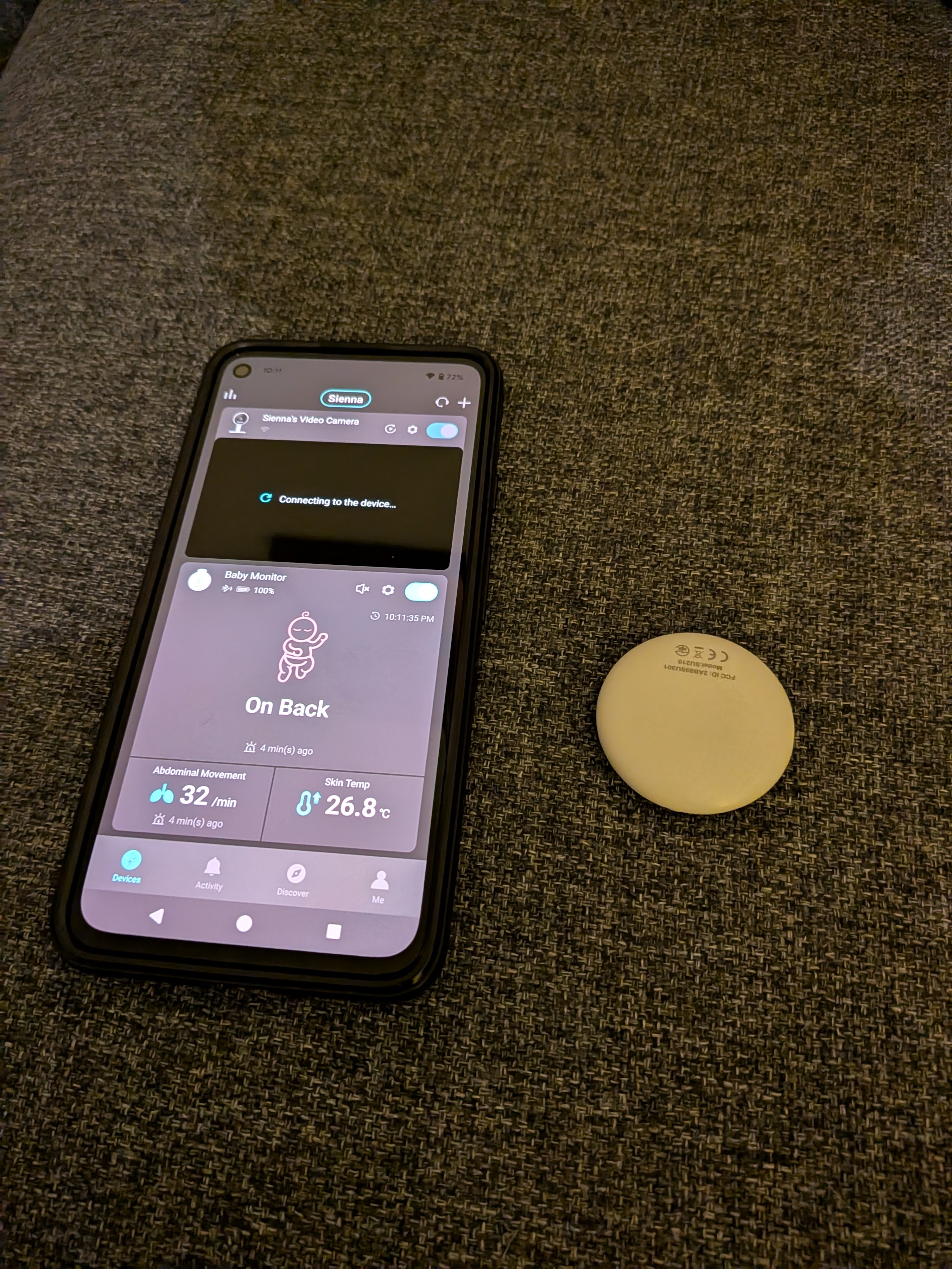 SenseU - Clip on baby monitor for position and temp