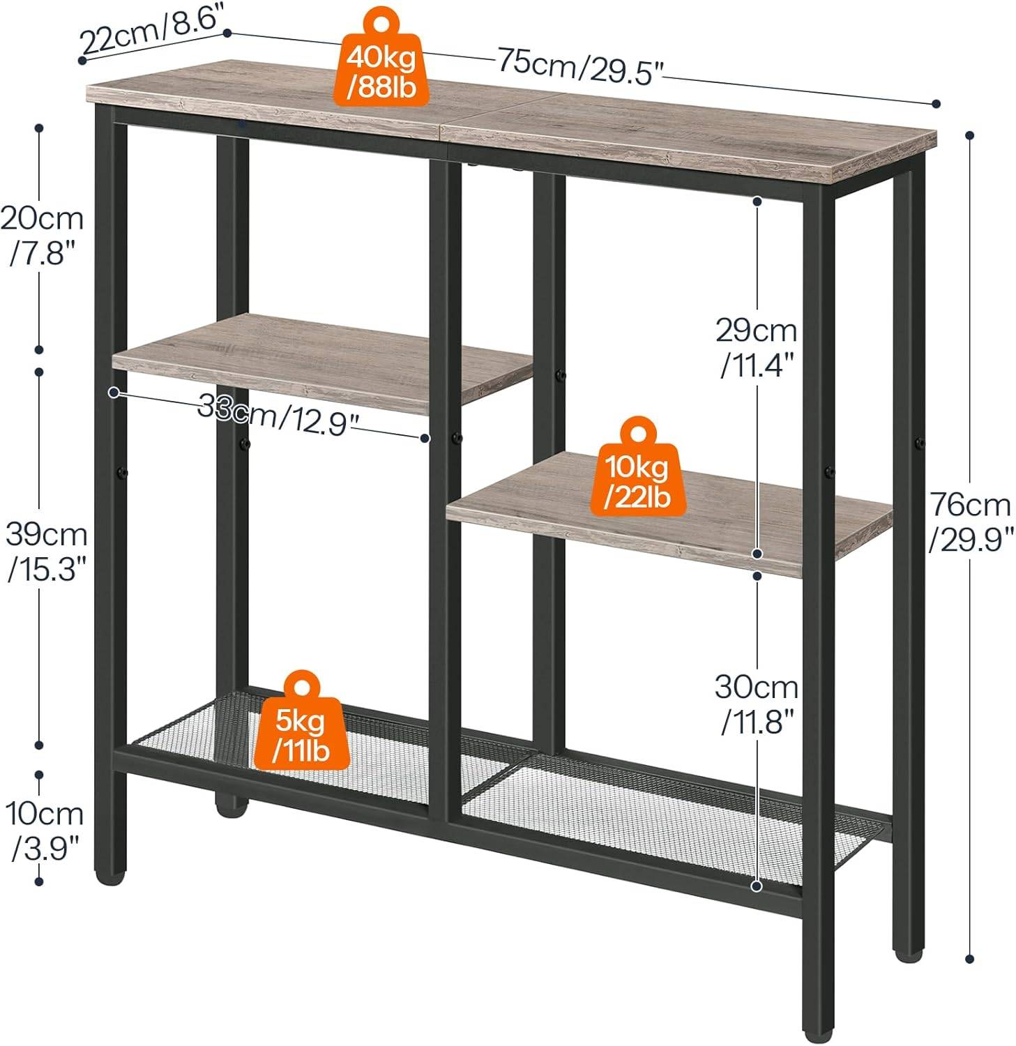 Console Table with Shelves - Grey and Black - photo 4
