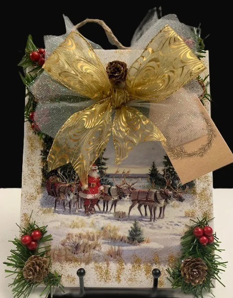 Santa & His Reindeer Scene -Makes a GREAT GIFT!