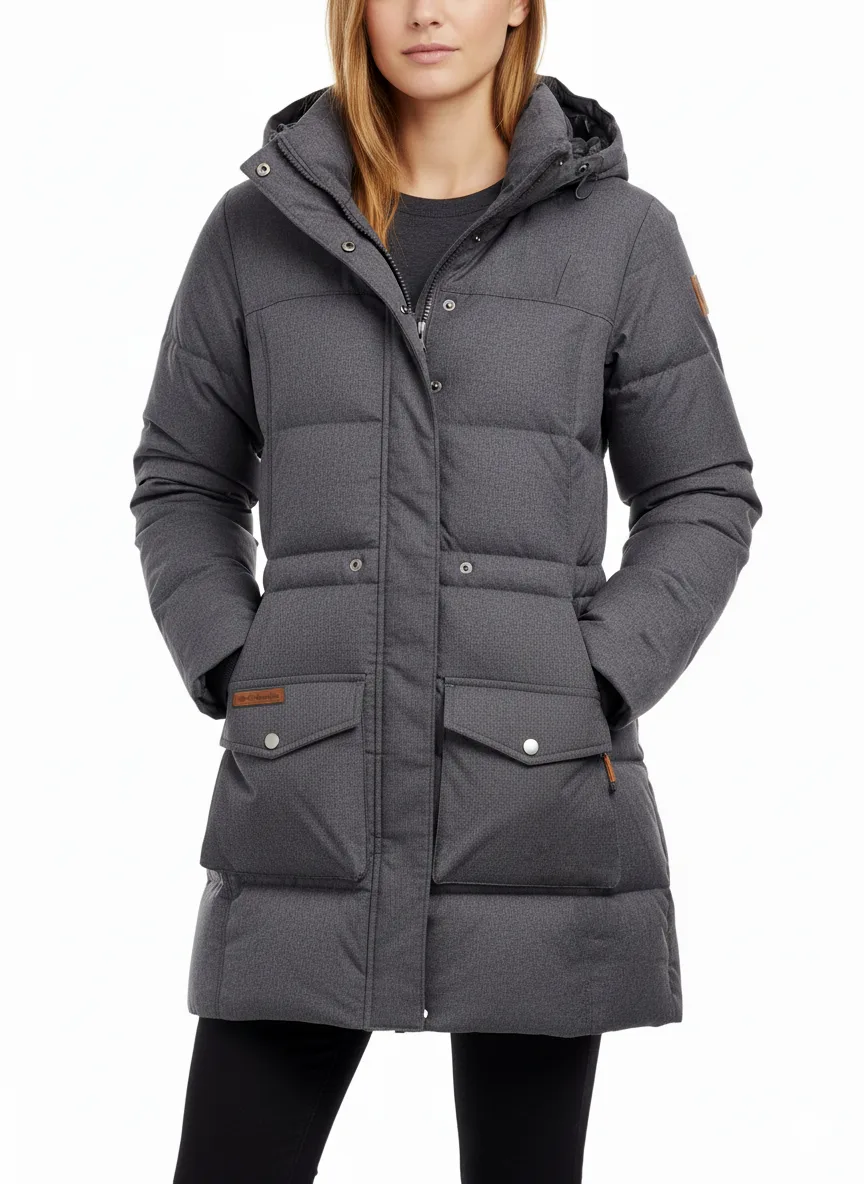 COLUMBIA Women's (S) Gray Puffer Jacket Hooded Parka Omni-Heat