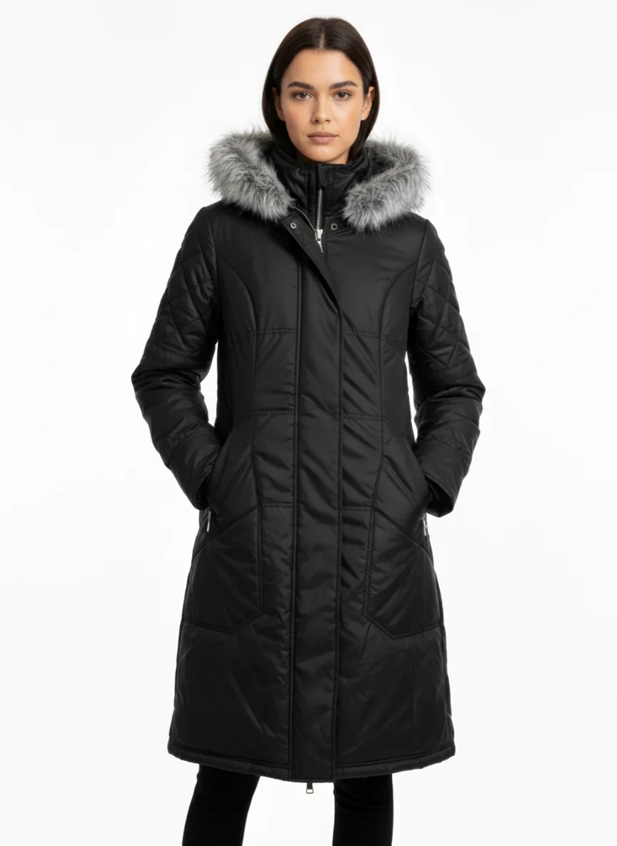 🧥Calvin Klein Womens Long Puffer Parka Hooded Winter Jacket (S)