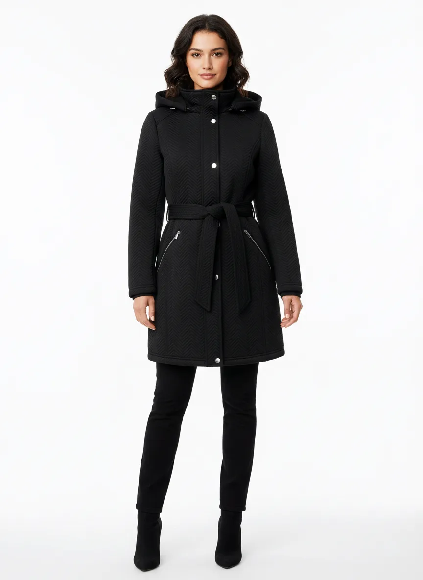 Womens Weatherproof Winter Jacket, Quilted Coat Hooded Belted, S image indicator(9)