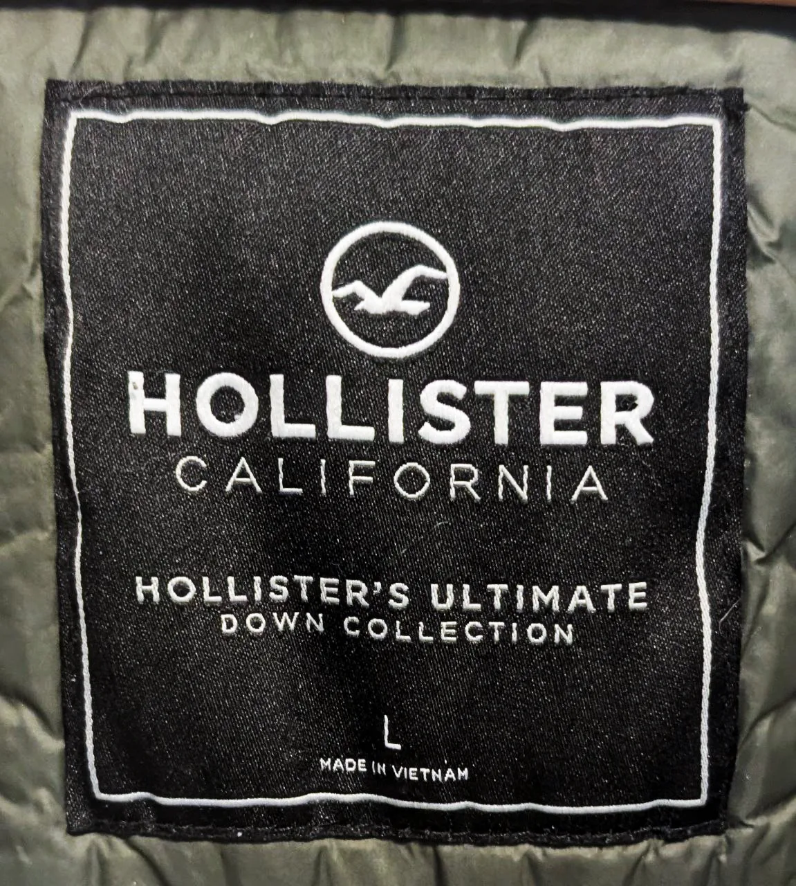 HOLLISTER Mens Green Puffer Jacket Sherpa Hood Coat Winter Sz. L image indicator(10)