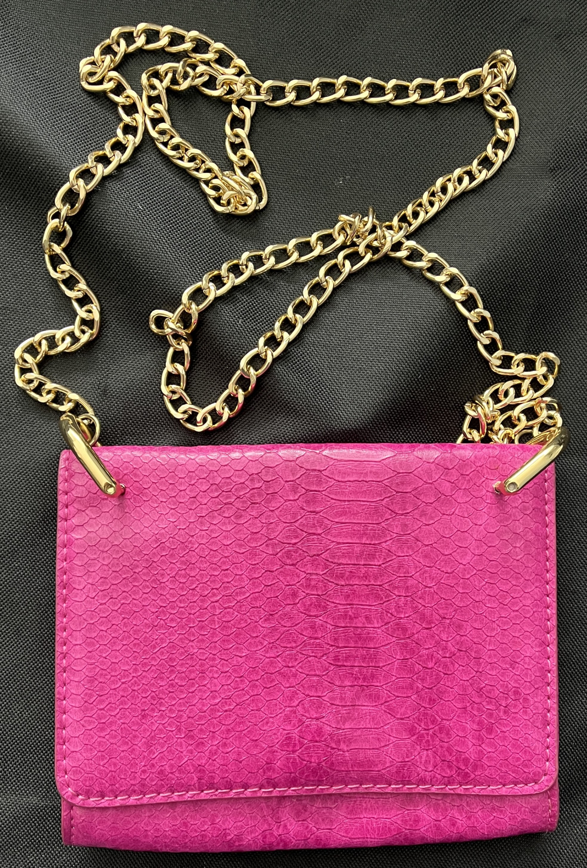 Aldo Pink Snakeskin Chain Wallet