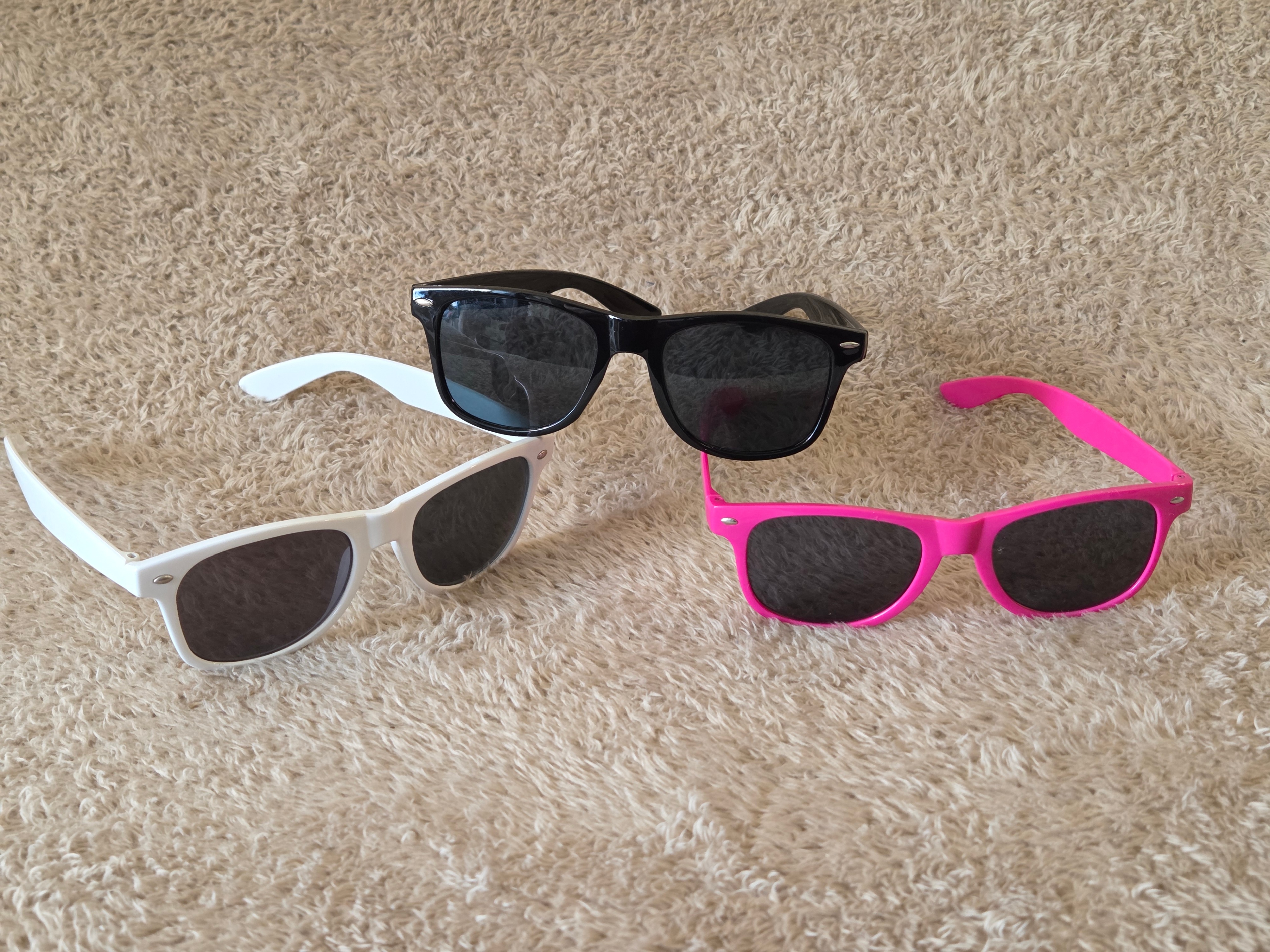 3-Pack UV400 Wayfarer Sunglasses – Black/White/Pink - photo 2