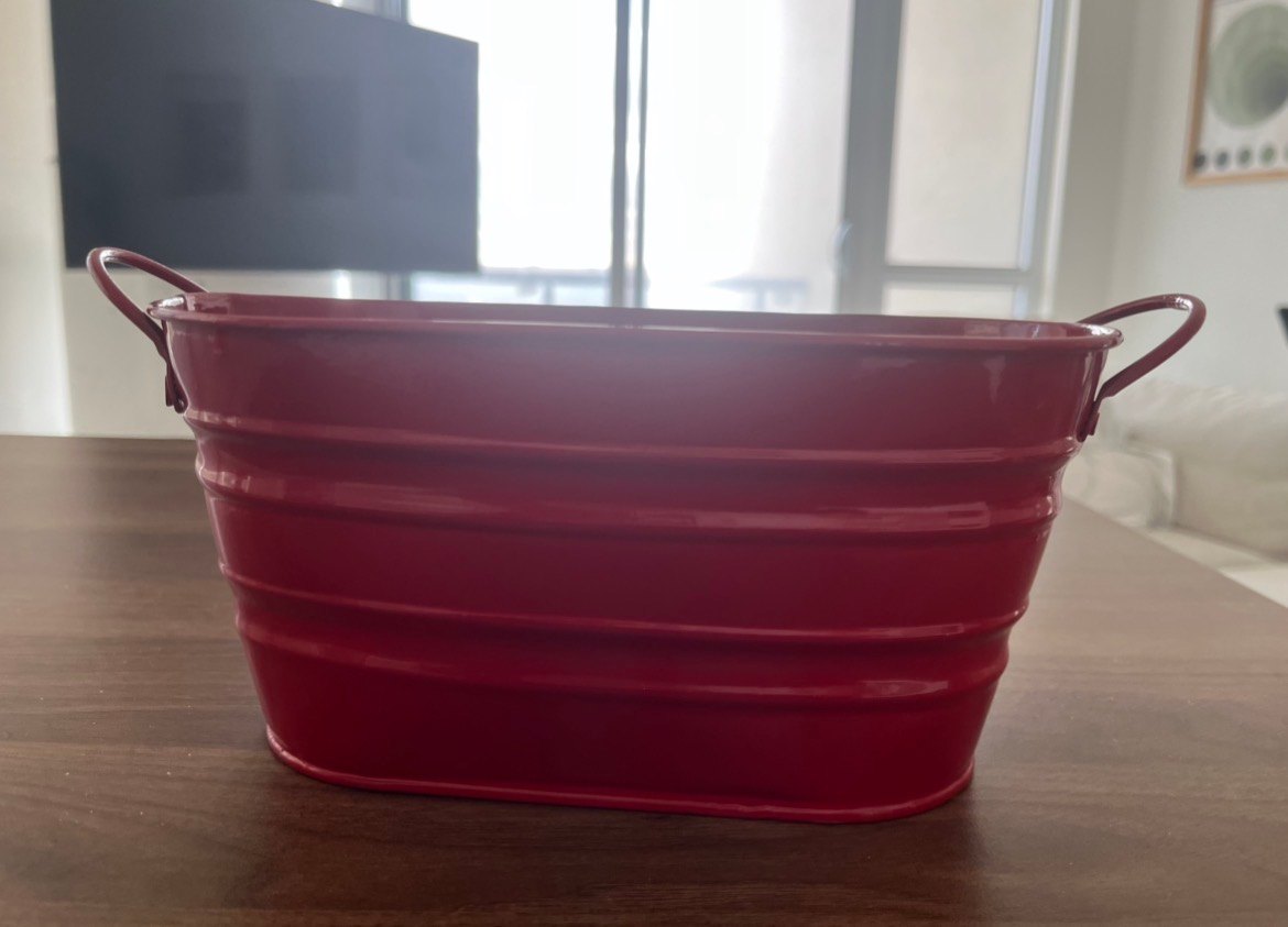 🥕 Red Metal Tin Storage Bucket - photo 2