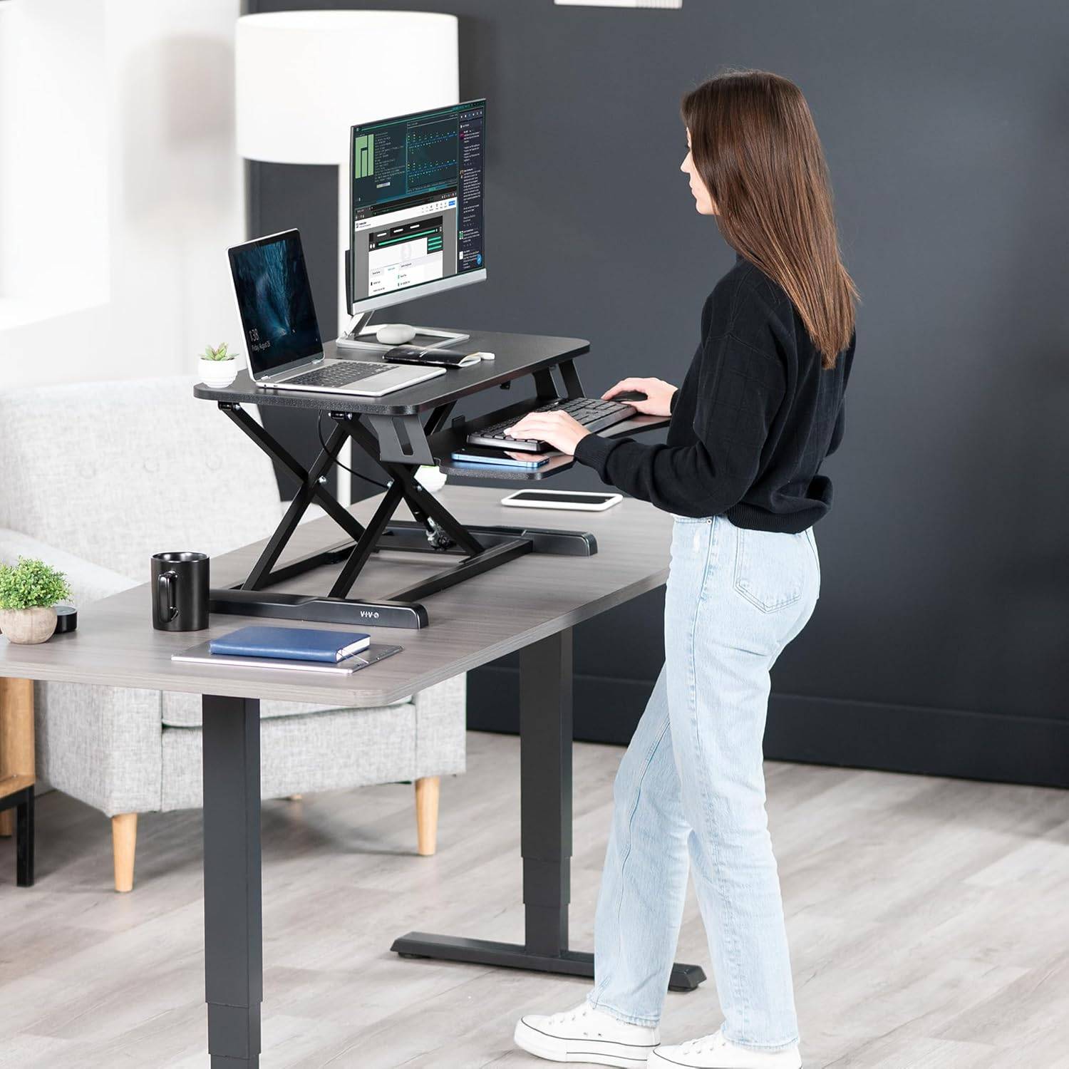 New VIVO 32 inch Adjustable Sit to Stand Desk Riser - photo 2