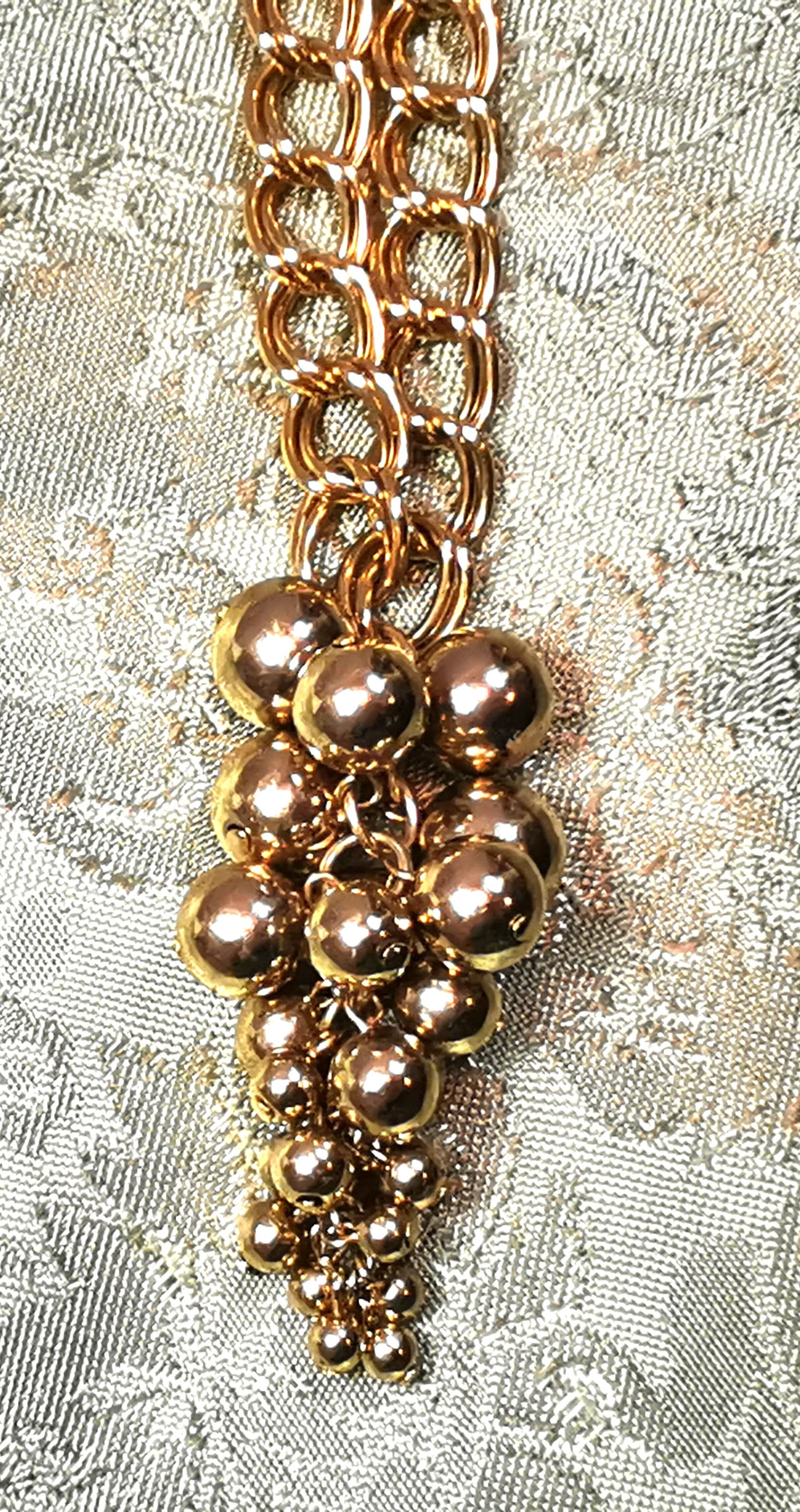 1971 Gold Tone Grape Cluster Pendant Necklace 32" Rope Chain - photo 2