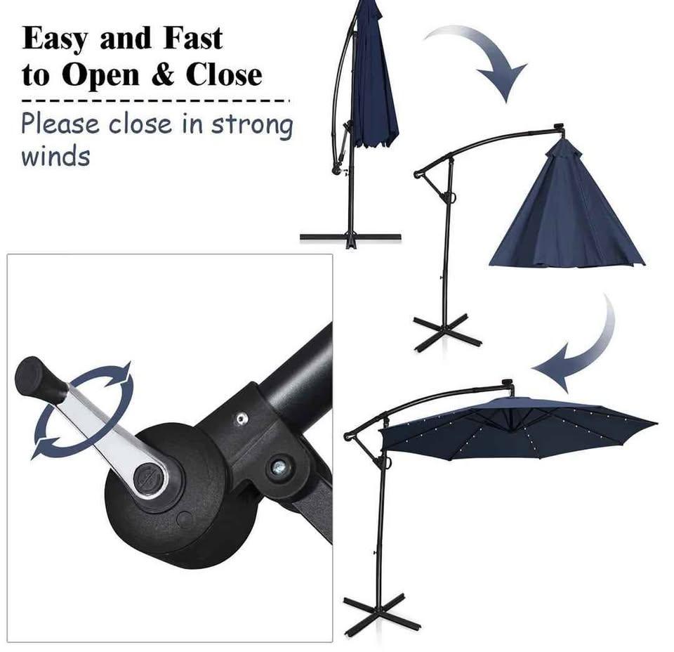 0FT Patio Offset Umbrella – Solar LED + 360° Rotation! - photo 4