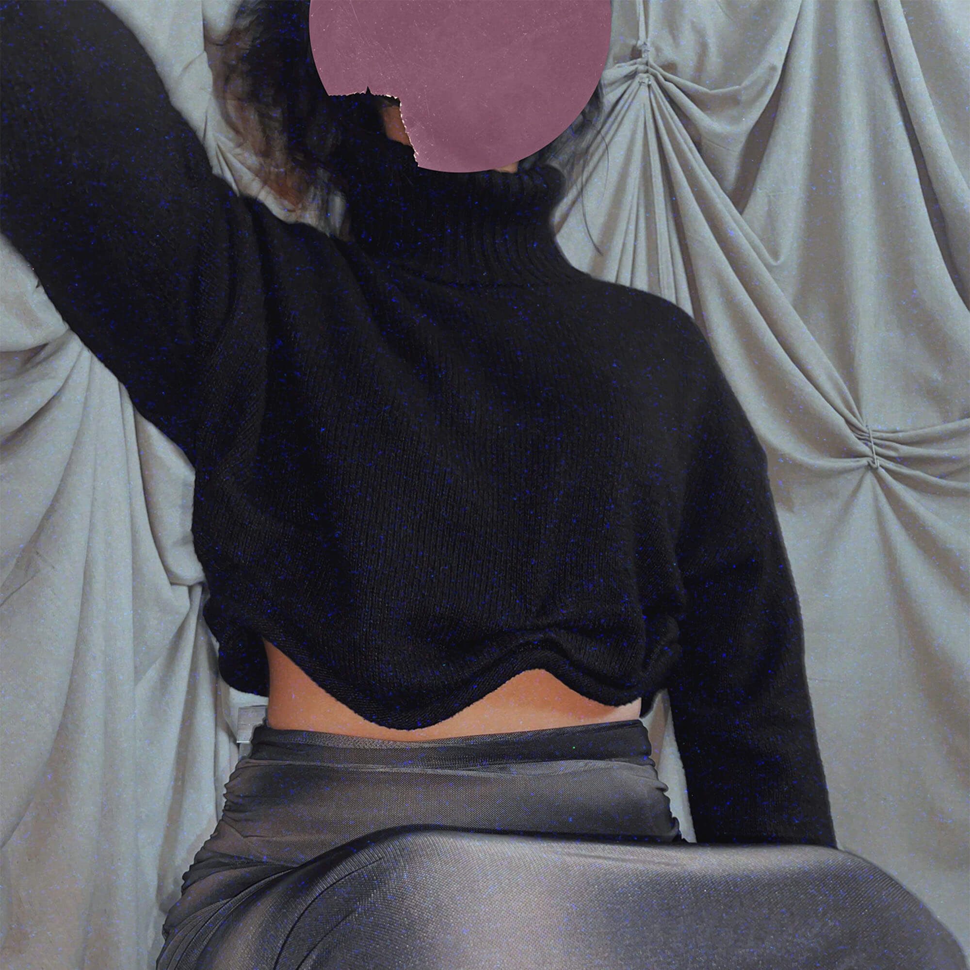 Wavy Turtleneck Black crop top sweater