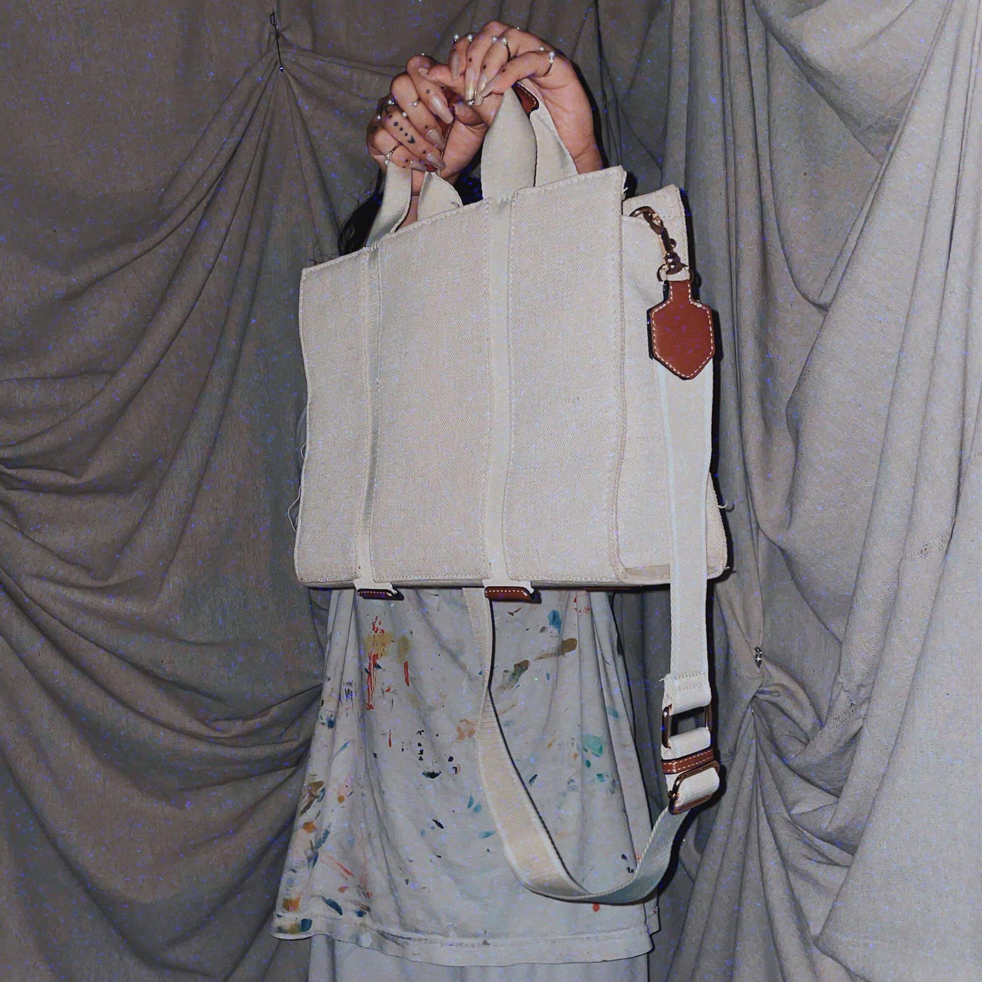 off white canvas canvas purse / crossover bag