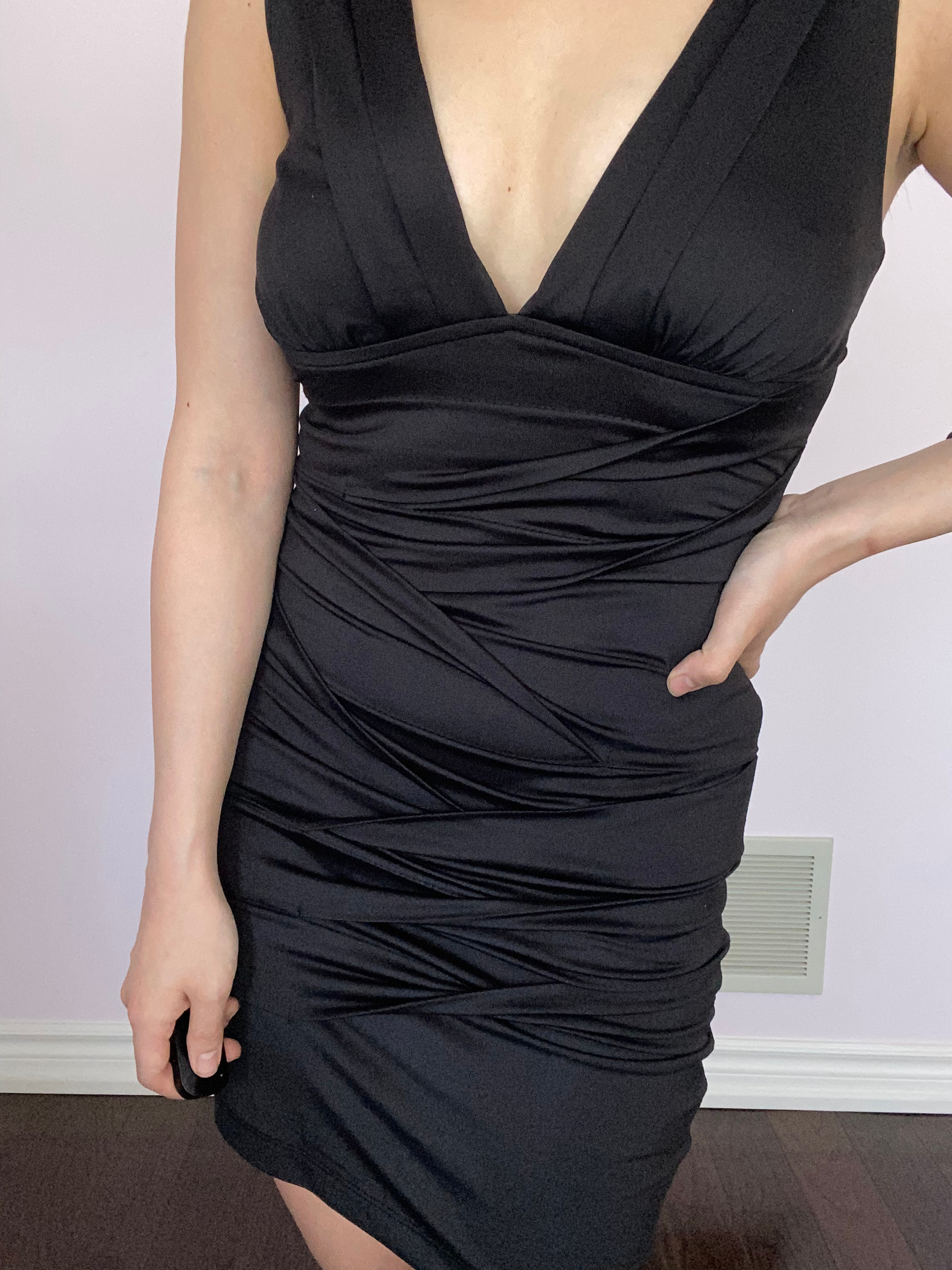 Deep-V Little Black Dress - photo 3