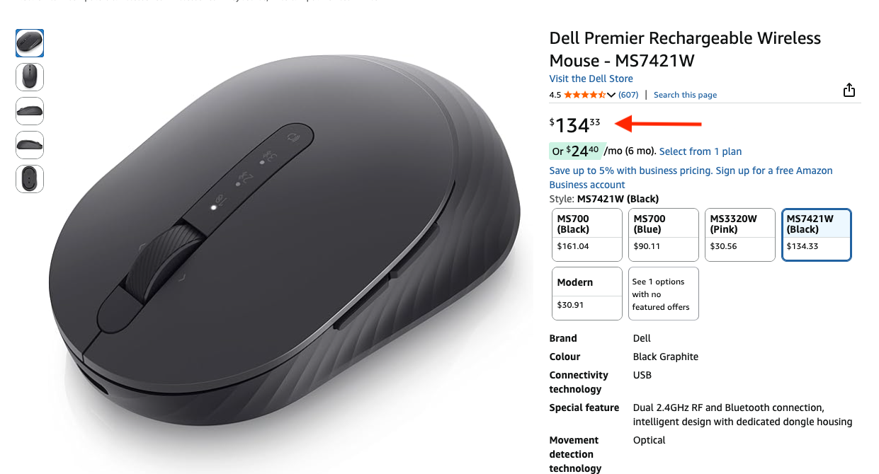 Dell Premier Rechargeable Wireless Mouse (MS7421W) - photo 3