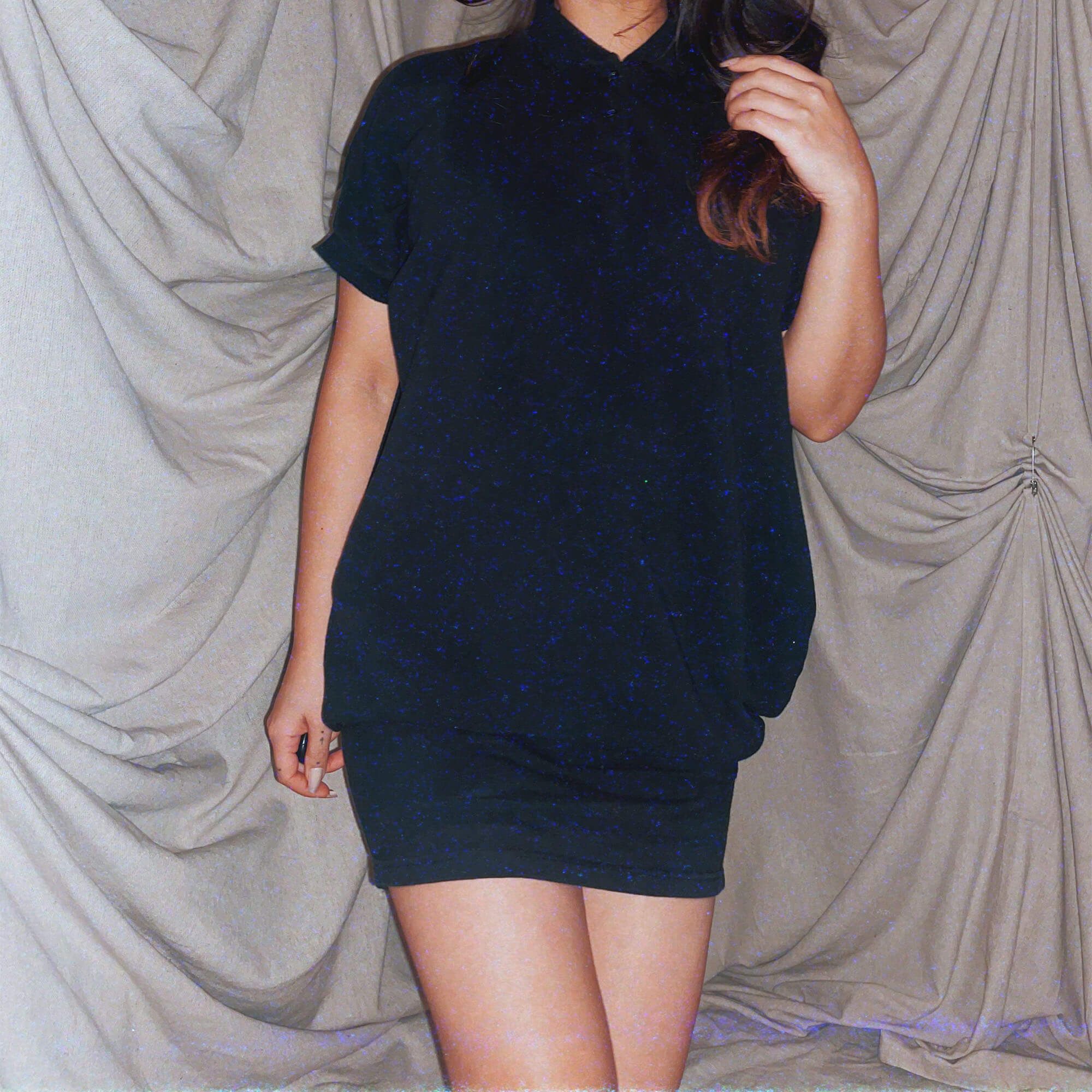 Polo Shirt Dress ★ black mini skirt short sleeve boxy