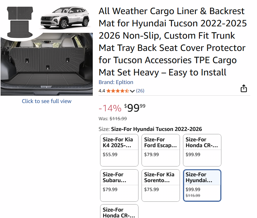 NEW 2022-2026 Hyundai Tucson All Weather Cargo Liner Mat - photo 3
