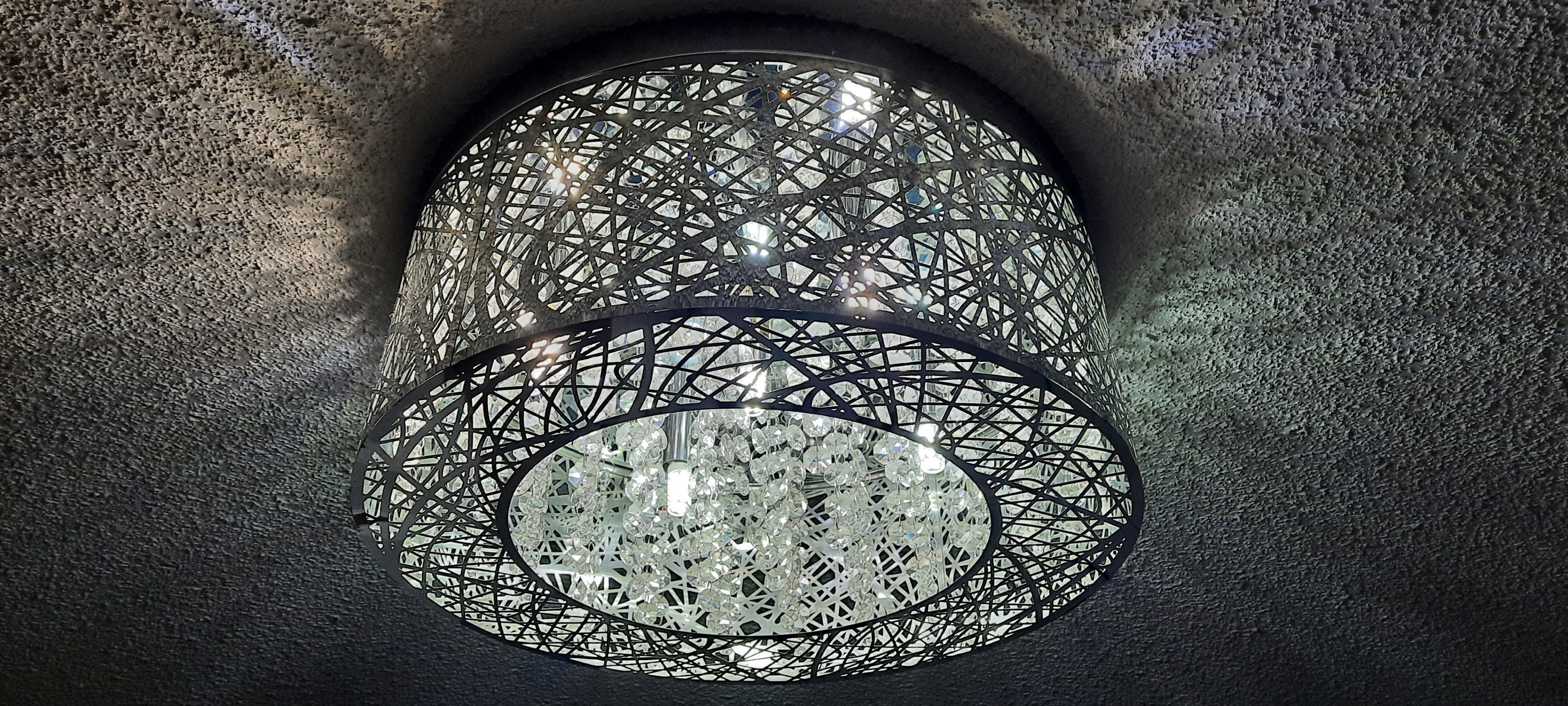 5 Light Stainless Steel Chandelier with Laser Cut Mirror. - photo 4