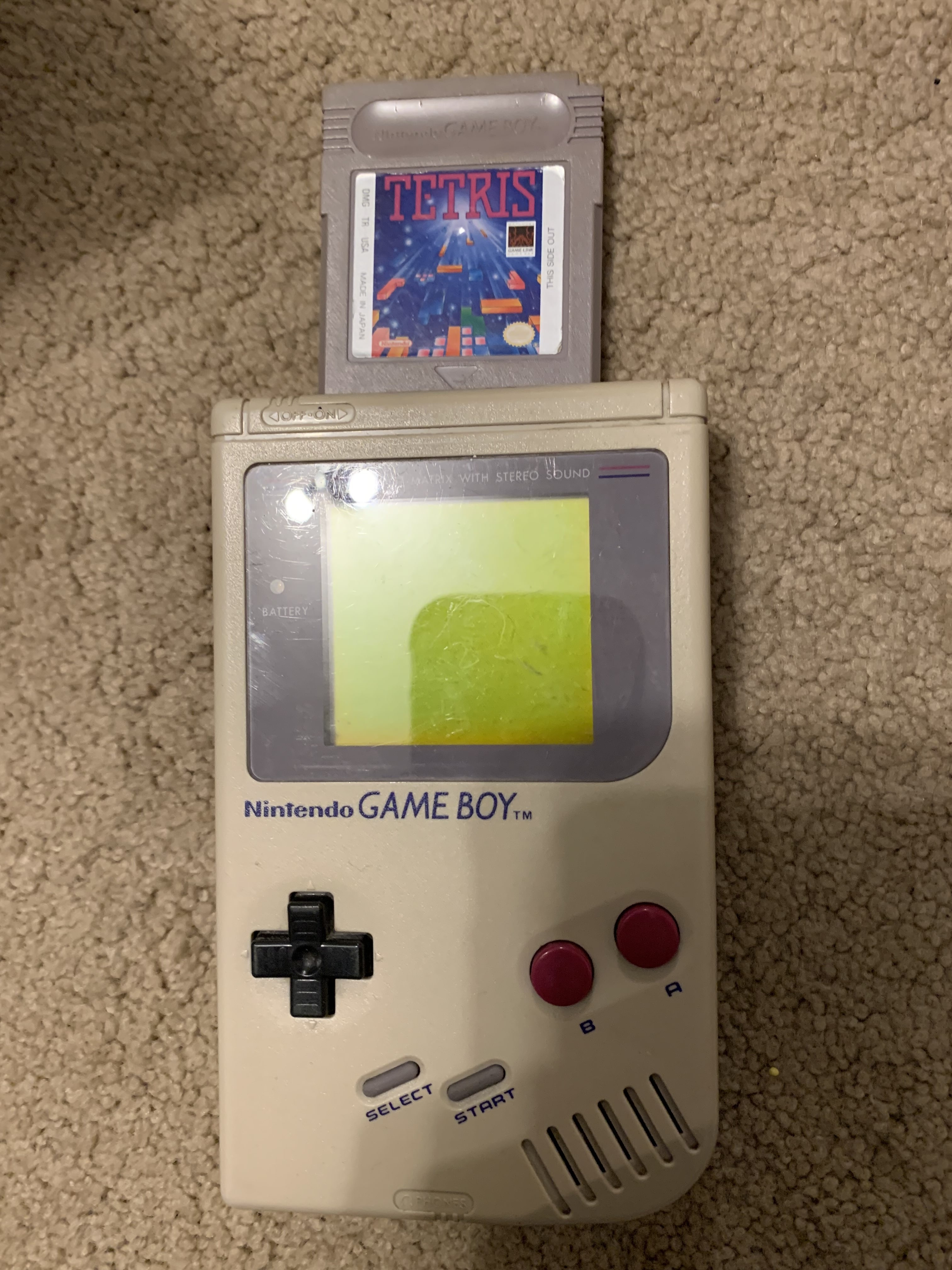 Original nintendo gameboy with tetris