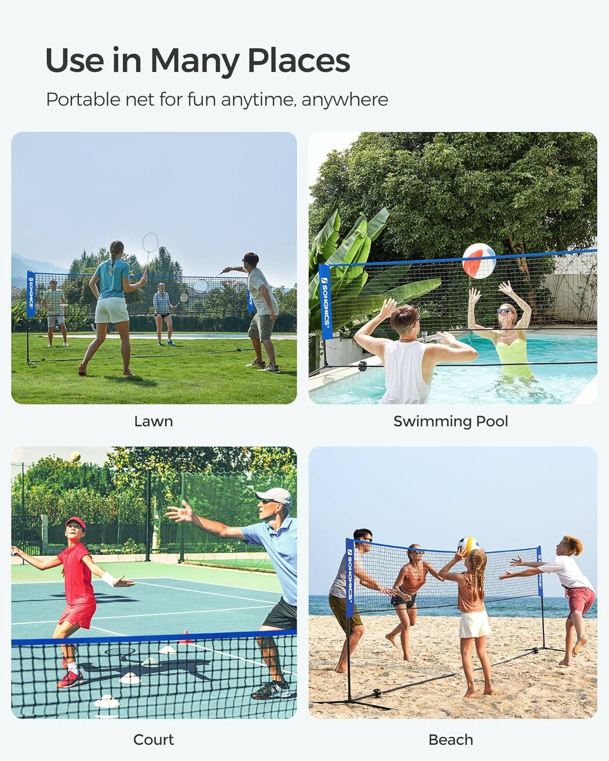Adjustable Net for Badminton, Volleyball, Tennis, Pickleball - photo 2