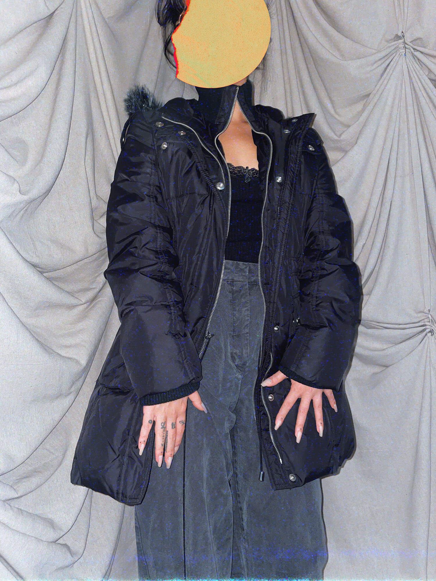 Michael Kors Midi Puffer Black winter jacket removable hood - photo 3